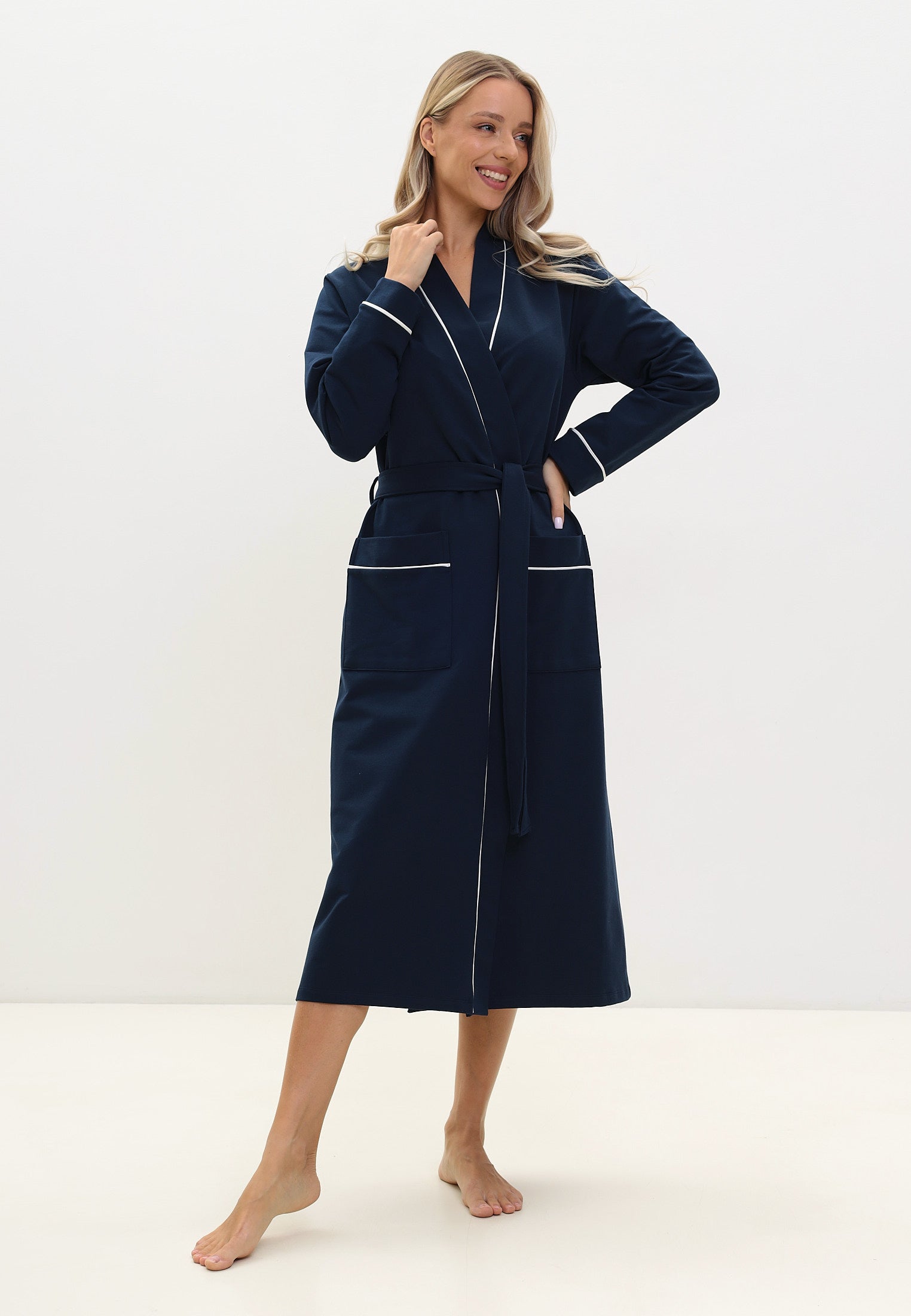 Damen Morgenmantel aus hochwertiger Baumwolle