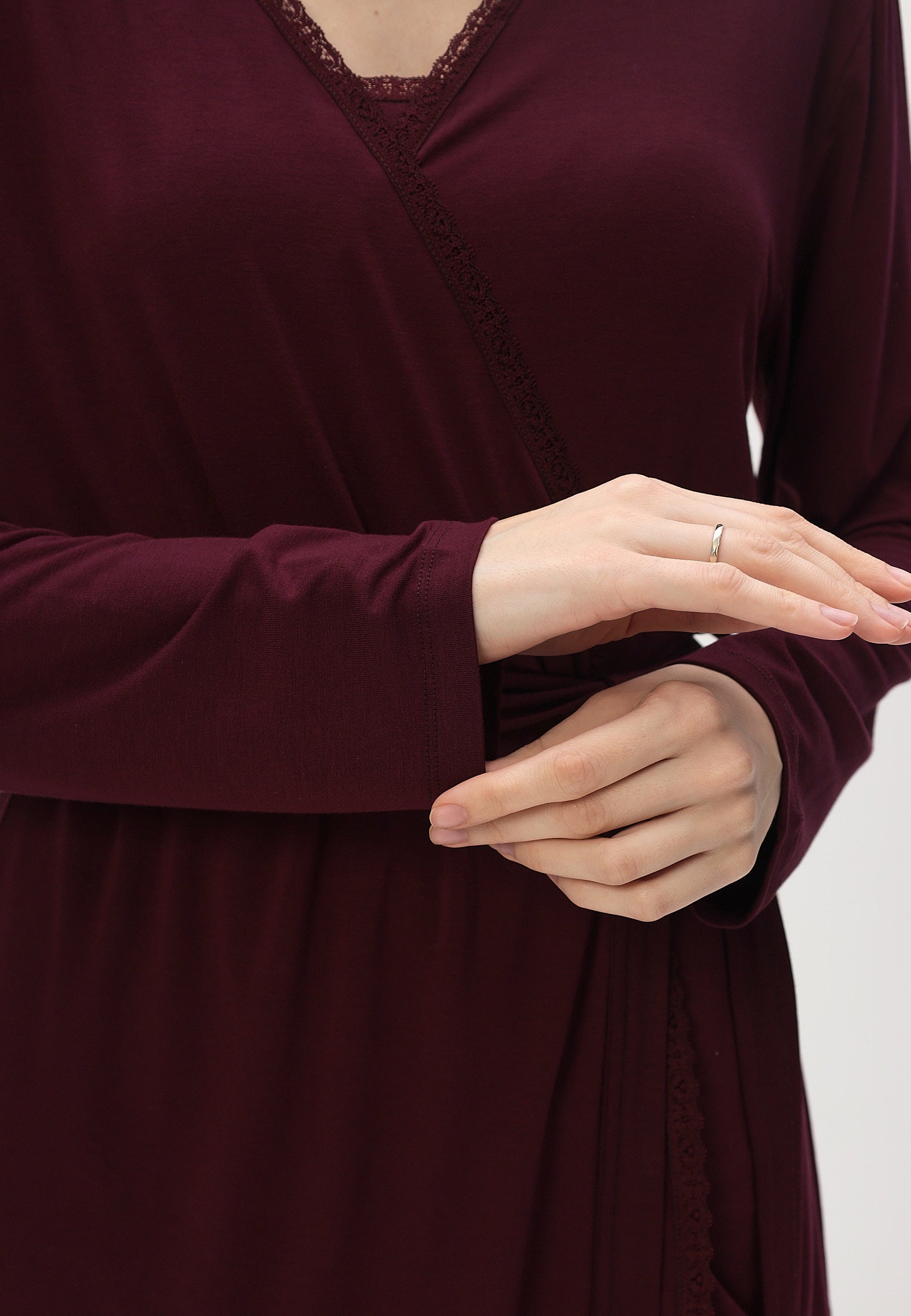 Damen Pyjama Set mit Morgenmantel aus Bambus viskose