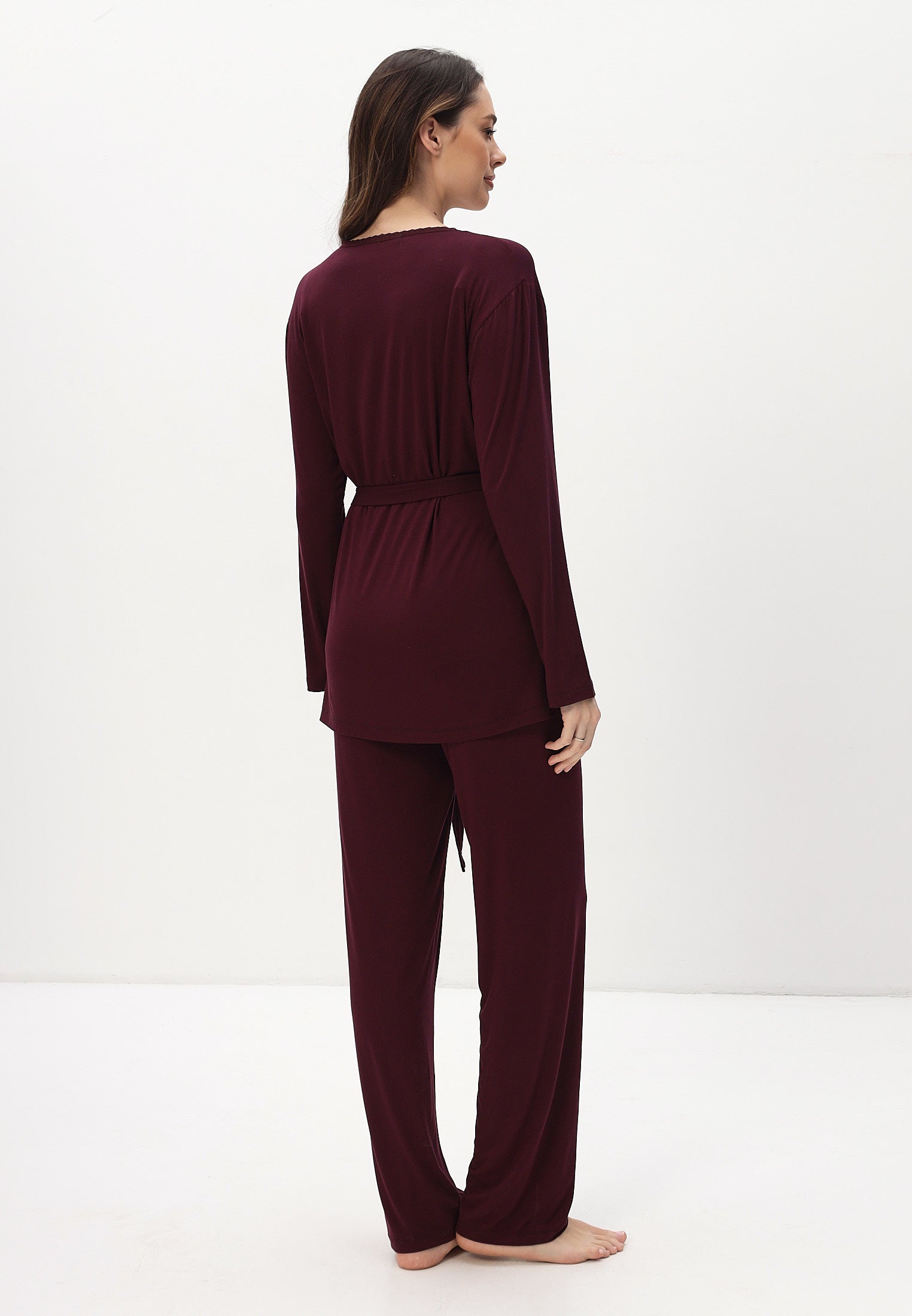 Damen Pyjama Set mit Morgenmantel aus Bambus viskose