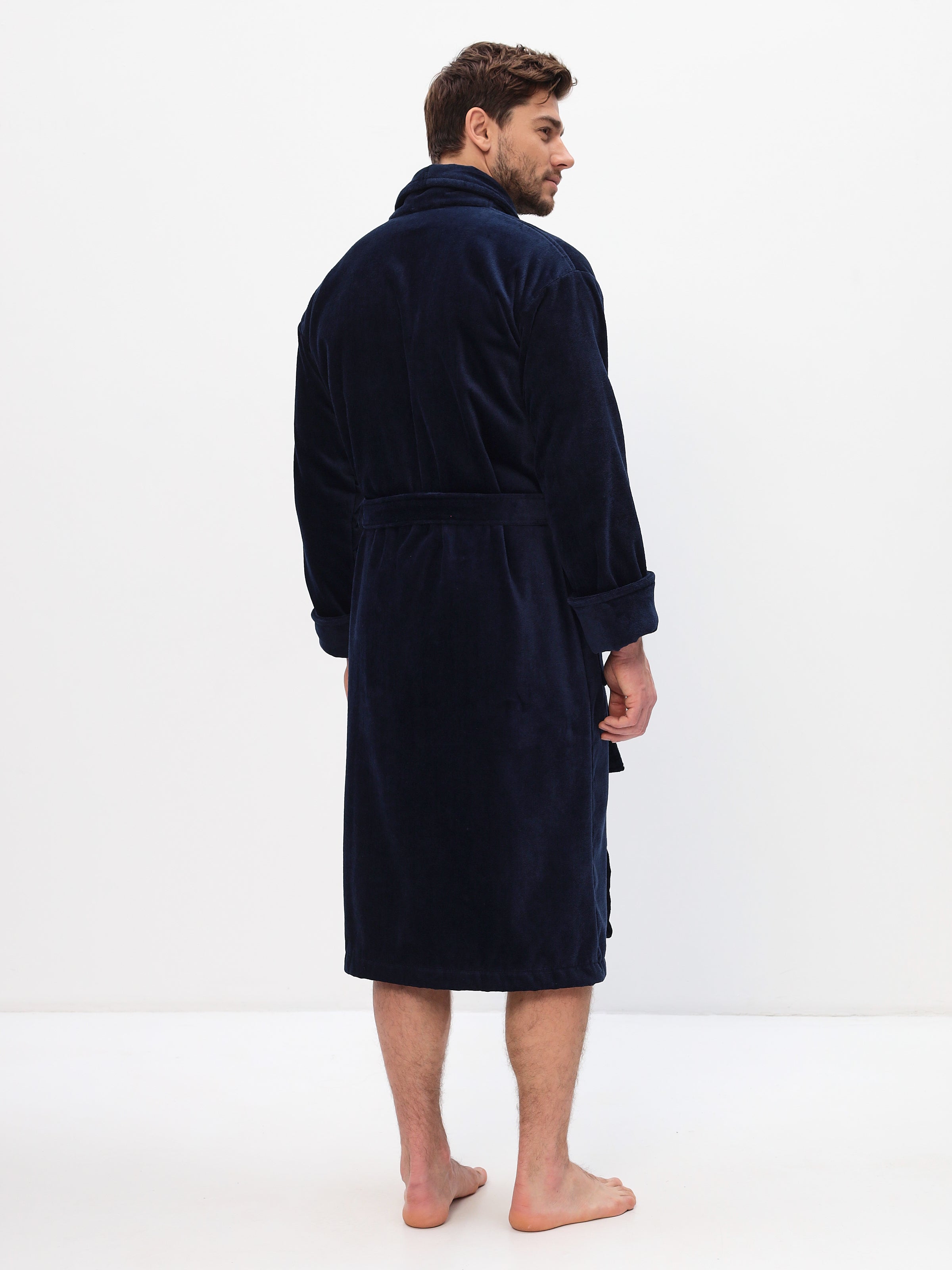 Edeler Schalkragen Herrenbademantel aus hochwertiger Baumwolle in Velour