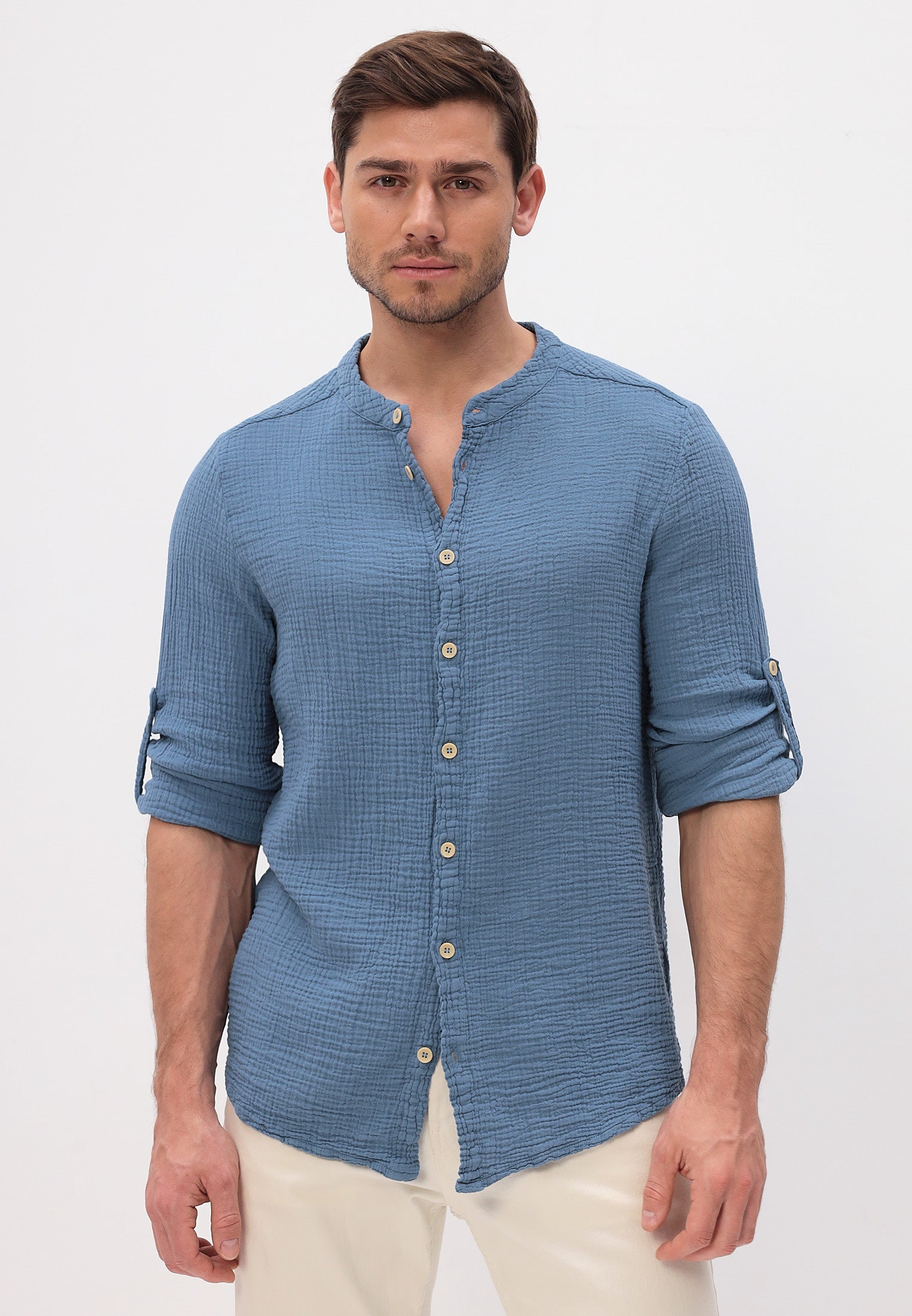 Herren Sommer und Freizeit Mode Hemd aus lässige Musselin