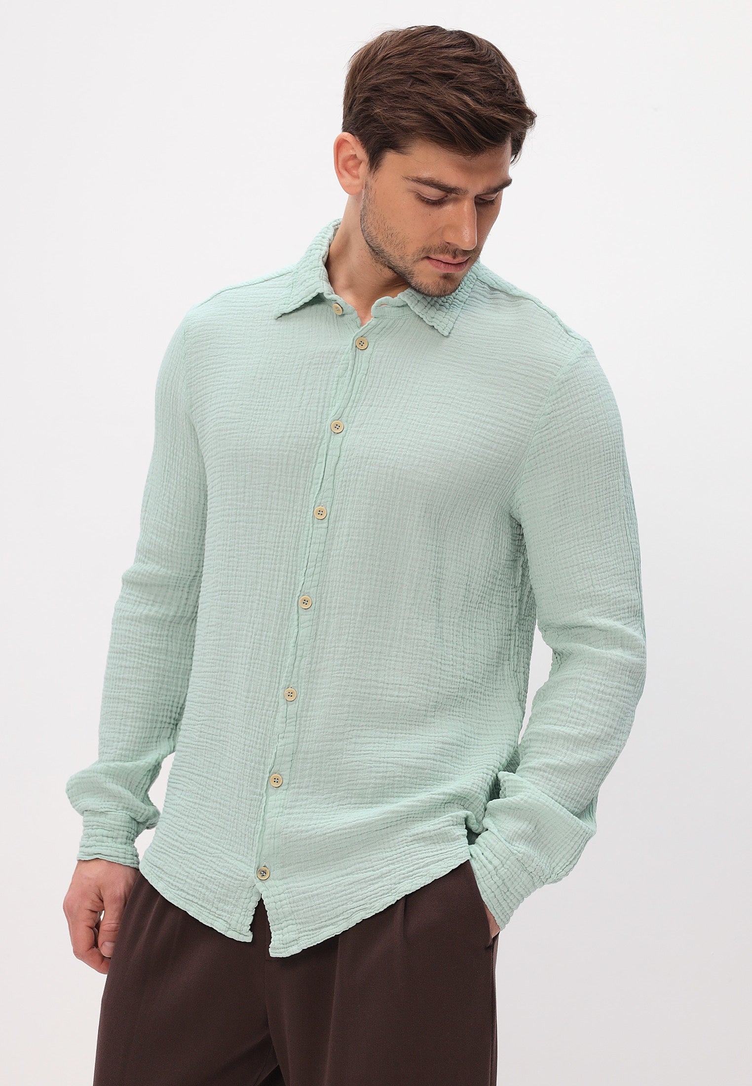 Herren Sommer und Freizeit Mode Hemd aus lässige Musselin