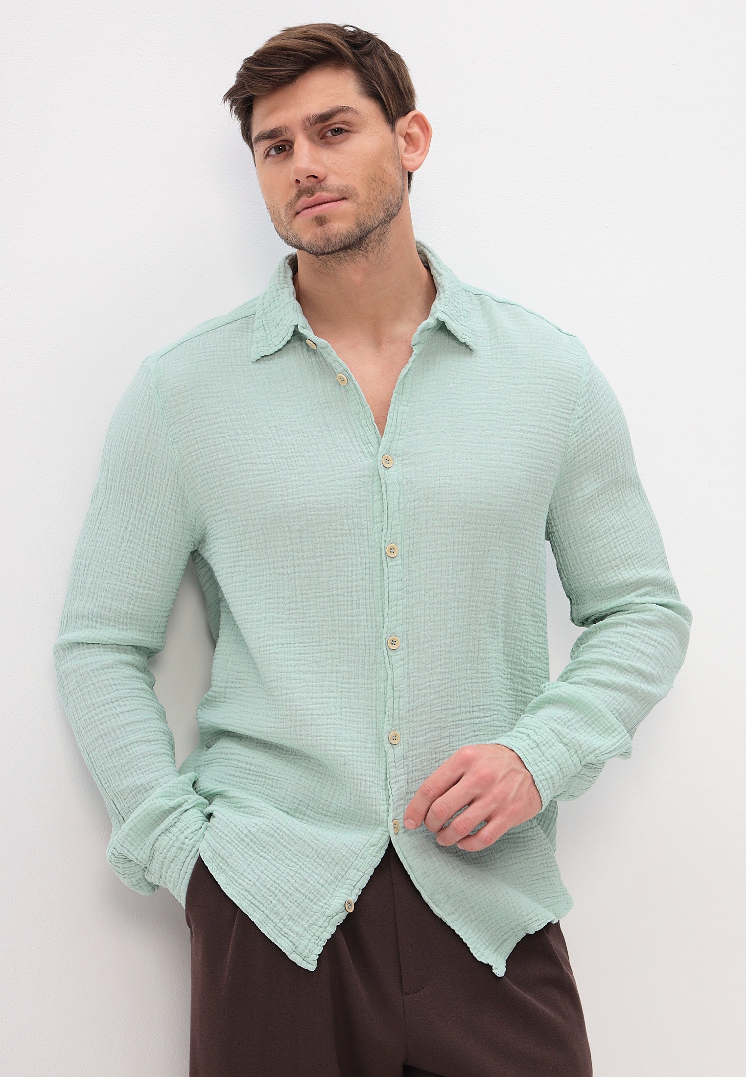 Herren Sommer und Freizeit Mode Hemd aus lässige Musselin