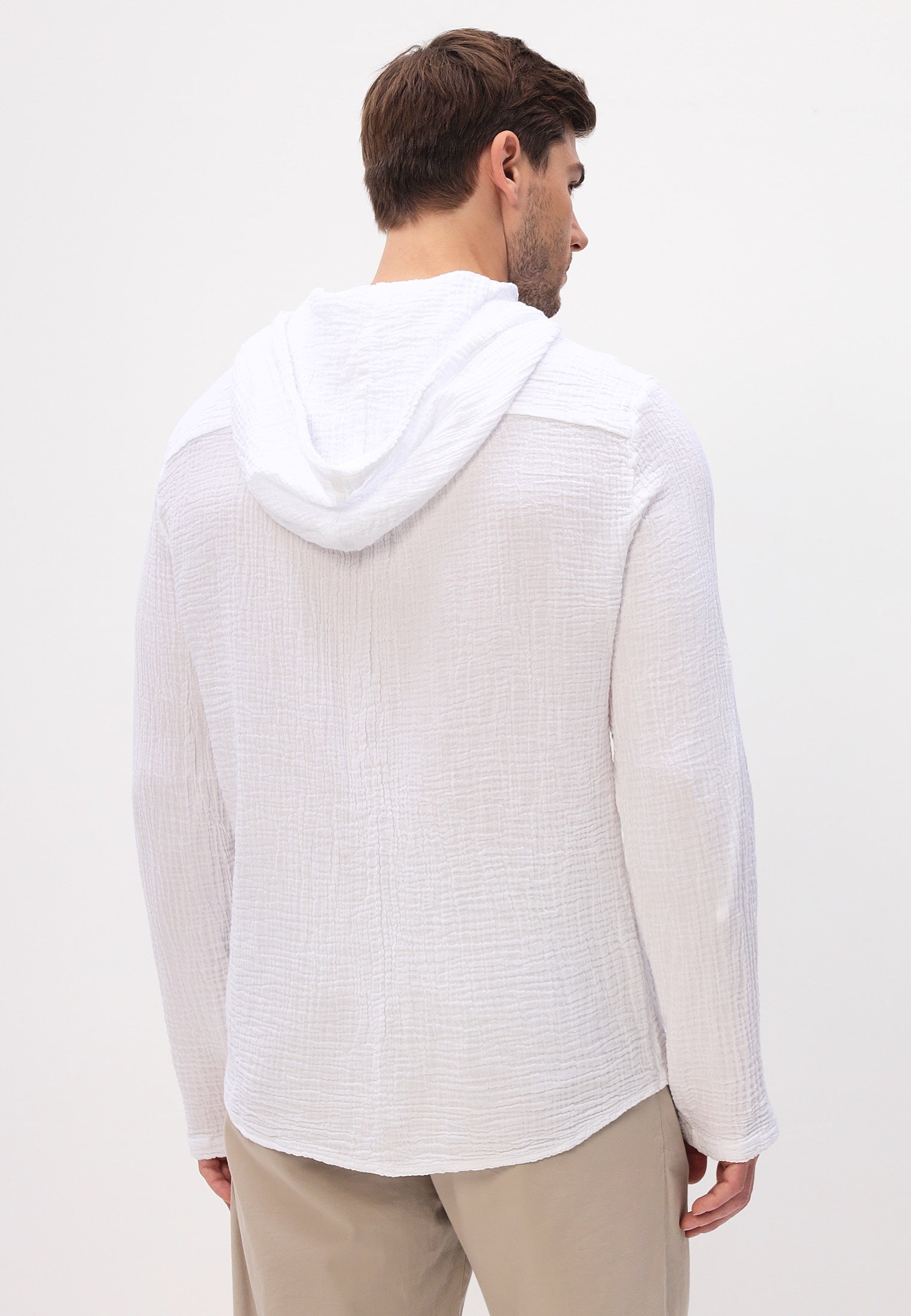 Herren Sommer und Freizeit Mode Hemd mit Kapuze aus lässige Musselin