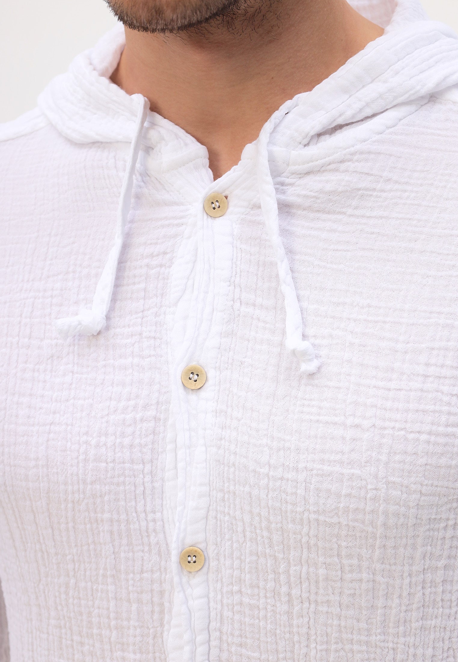 Herren Sommer und Freizeit Mode Hemd mit Kapuze aus lässige Musselin