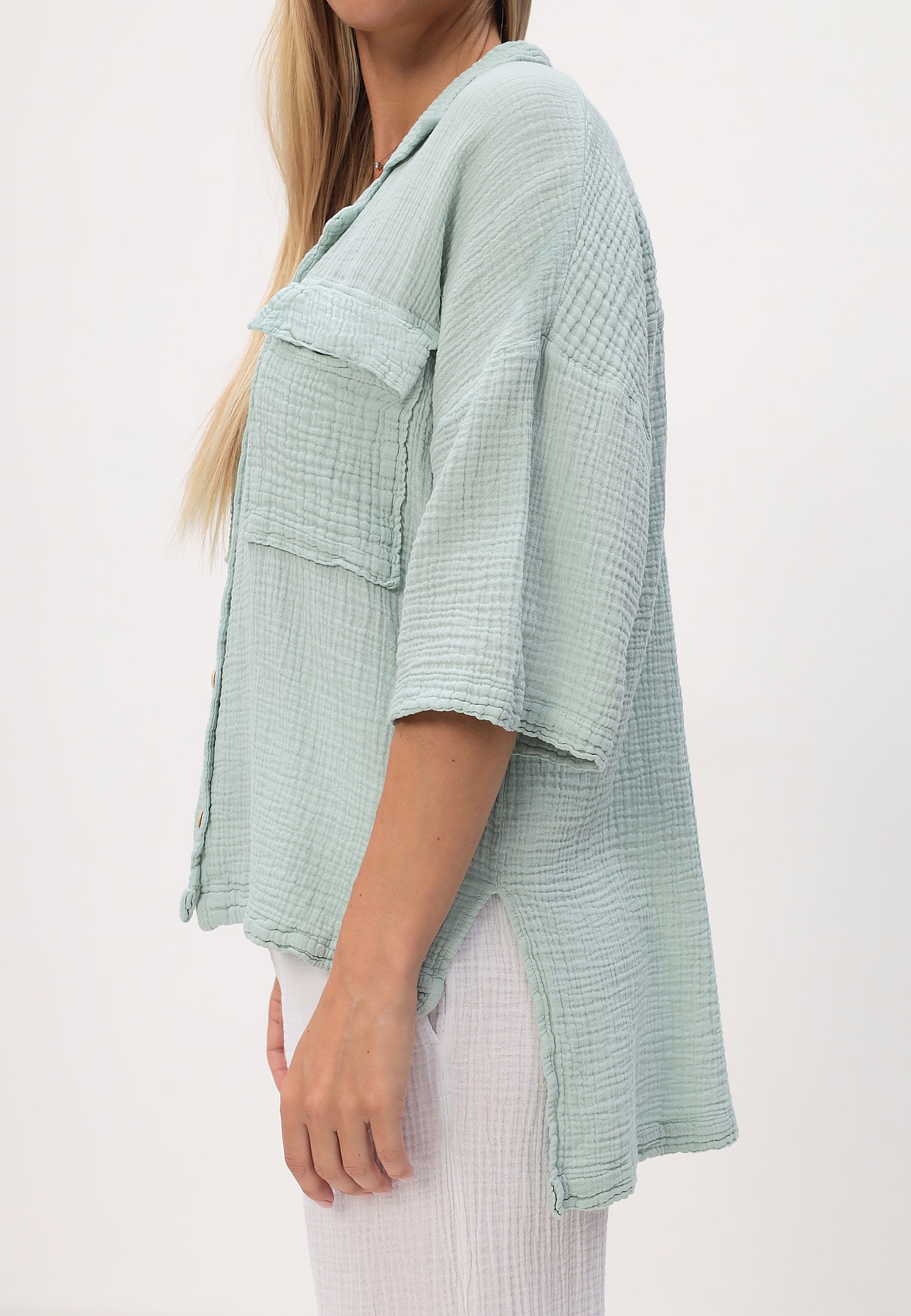 Damen Sommer und Freizeit Mode - Hemd aus lässige Musselin