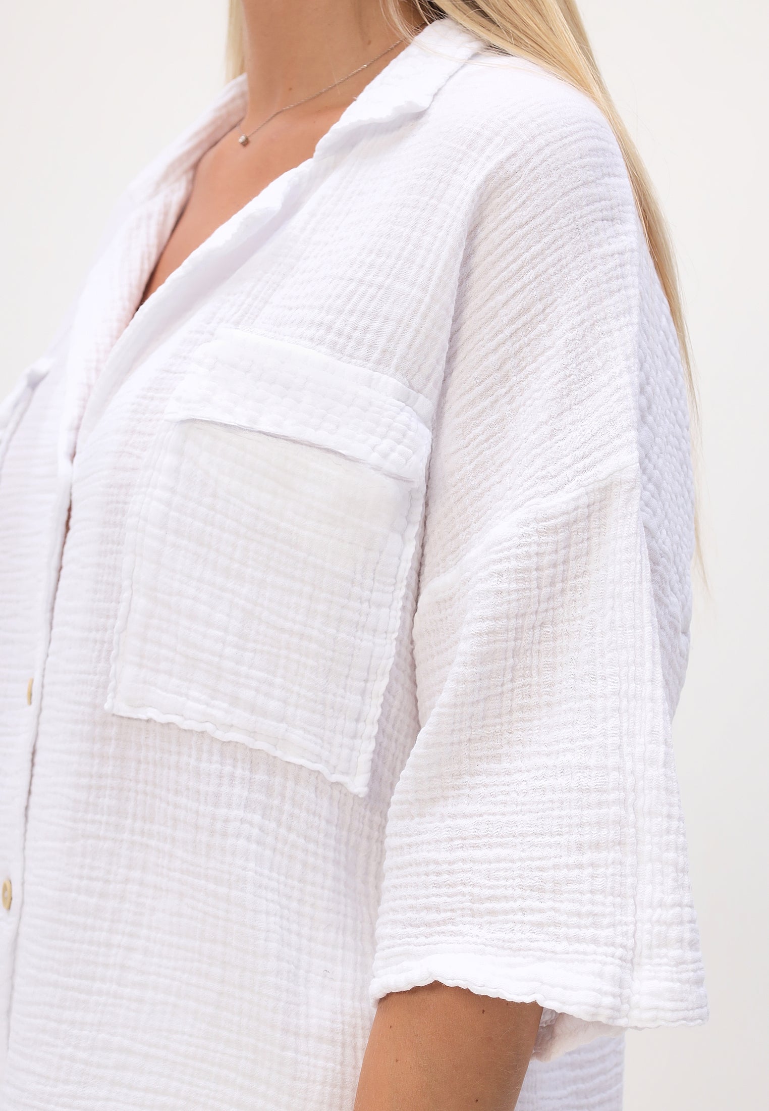 Damen Sommer und Freizeit Mode - Hemd aus lässige Musselin