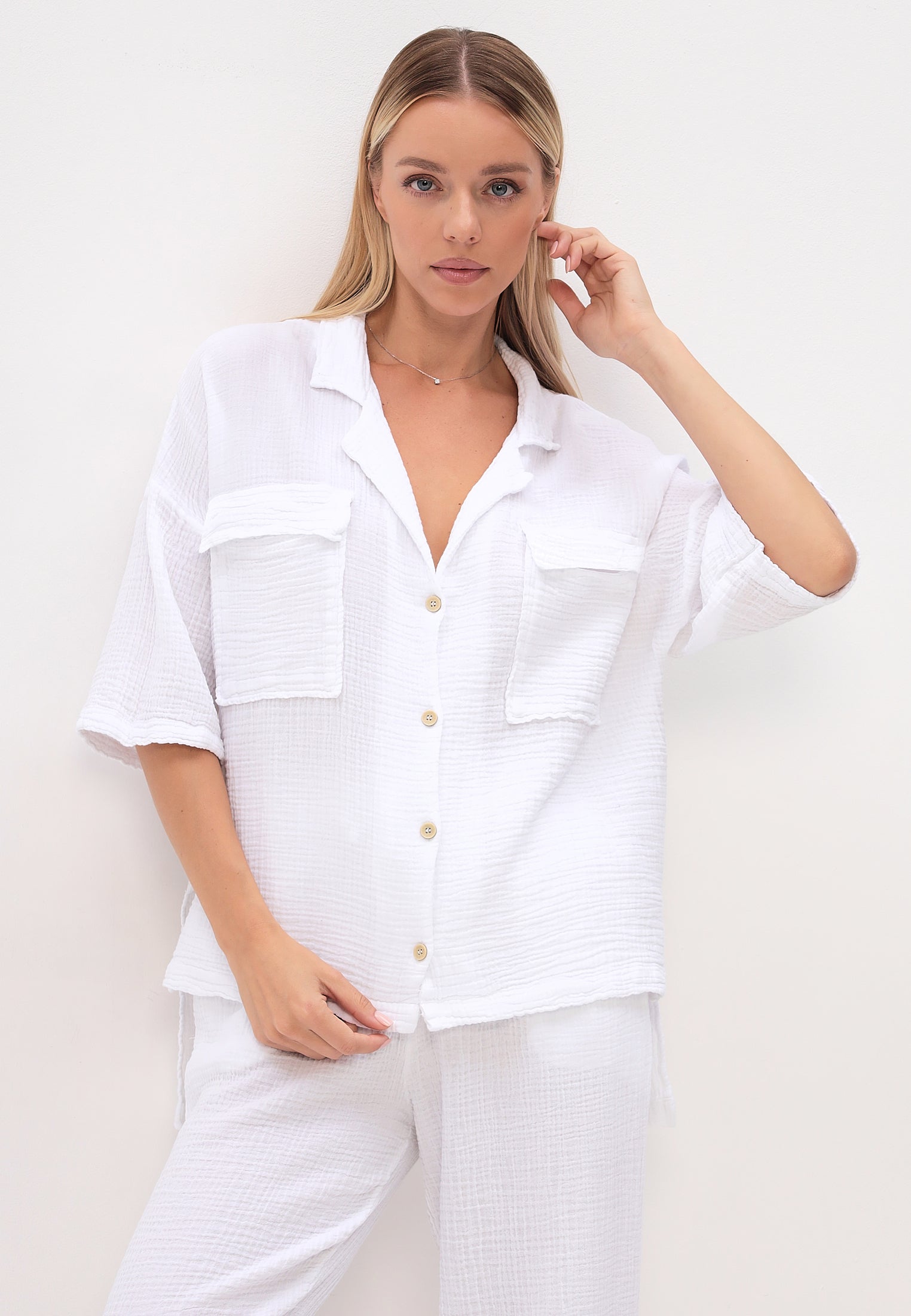 Damen Sommer und Freizeit Mode - Hemd aus lässige Musselin