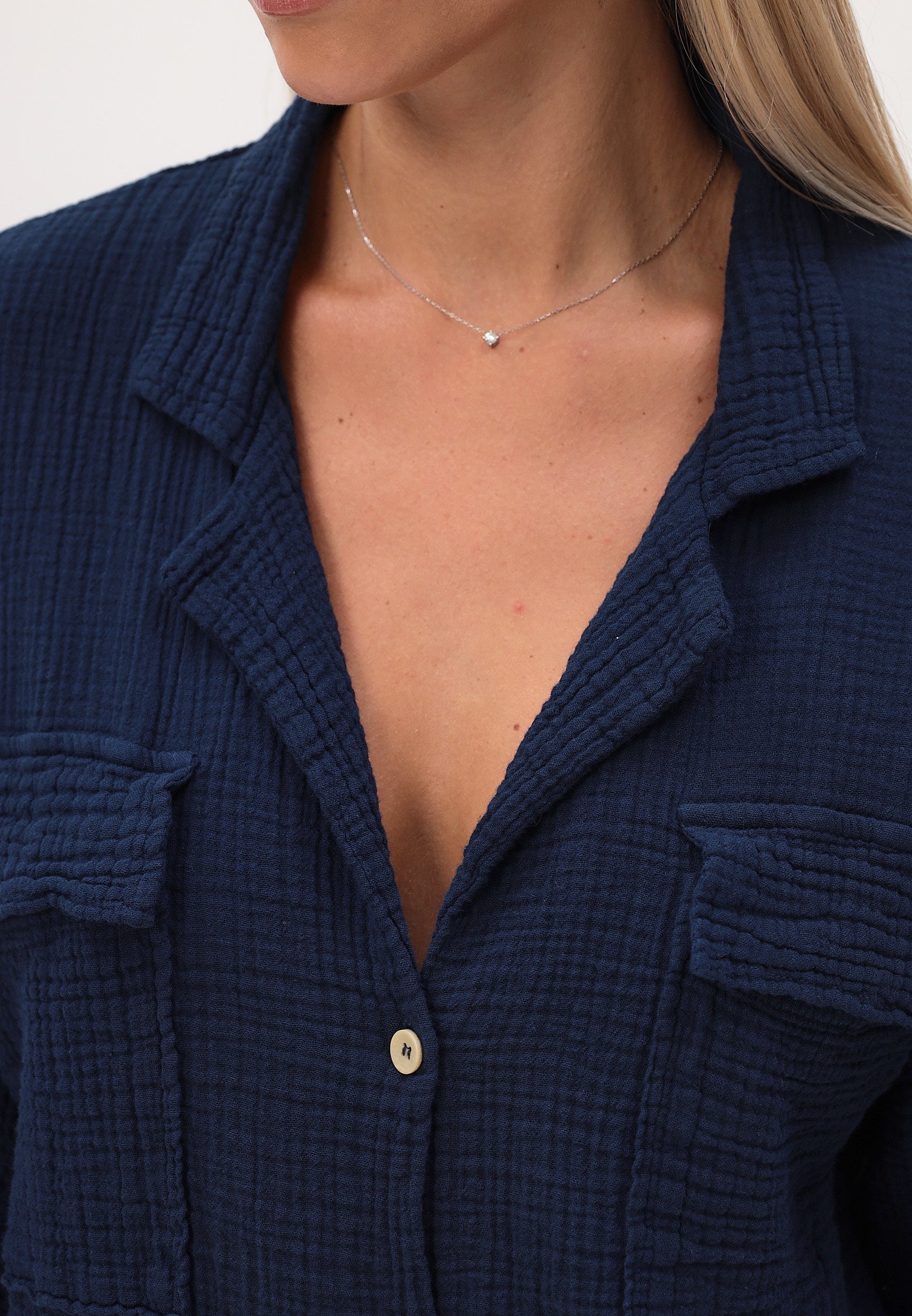 Damen Sommer und Freizeit Mode - Hemd aus lässige Musselin