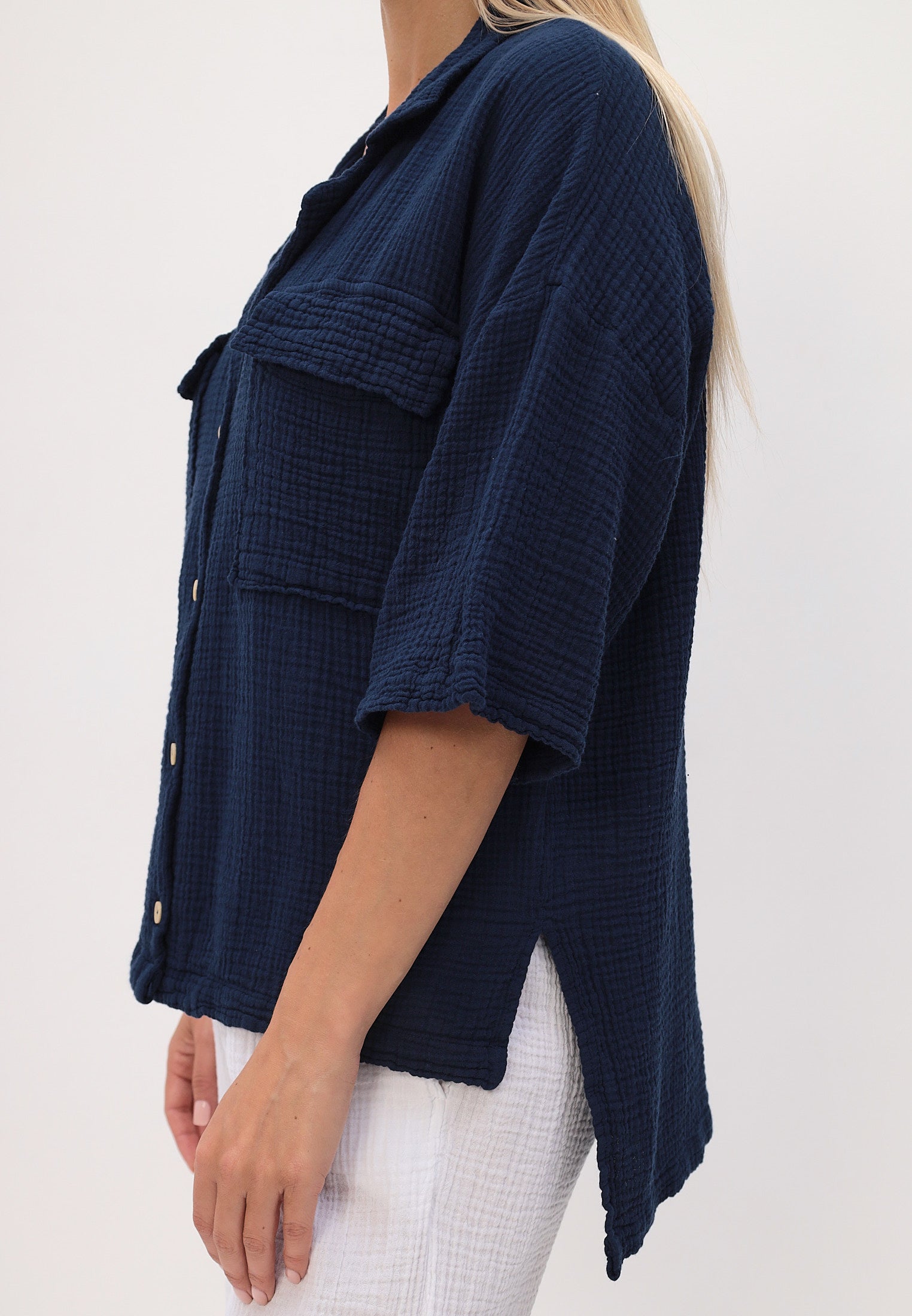 Damen Sommer und Freizeit Mode - Hemd aus lässige Musselin