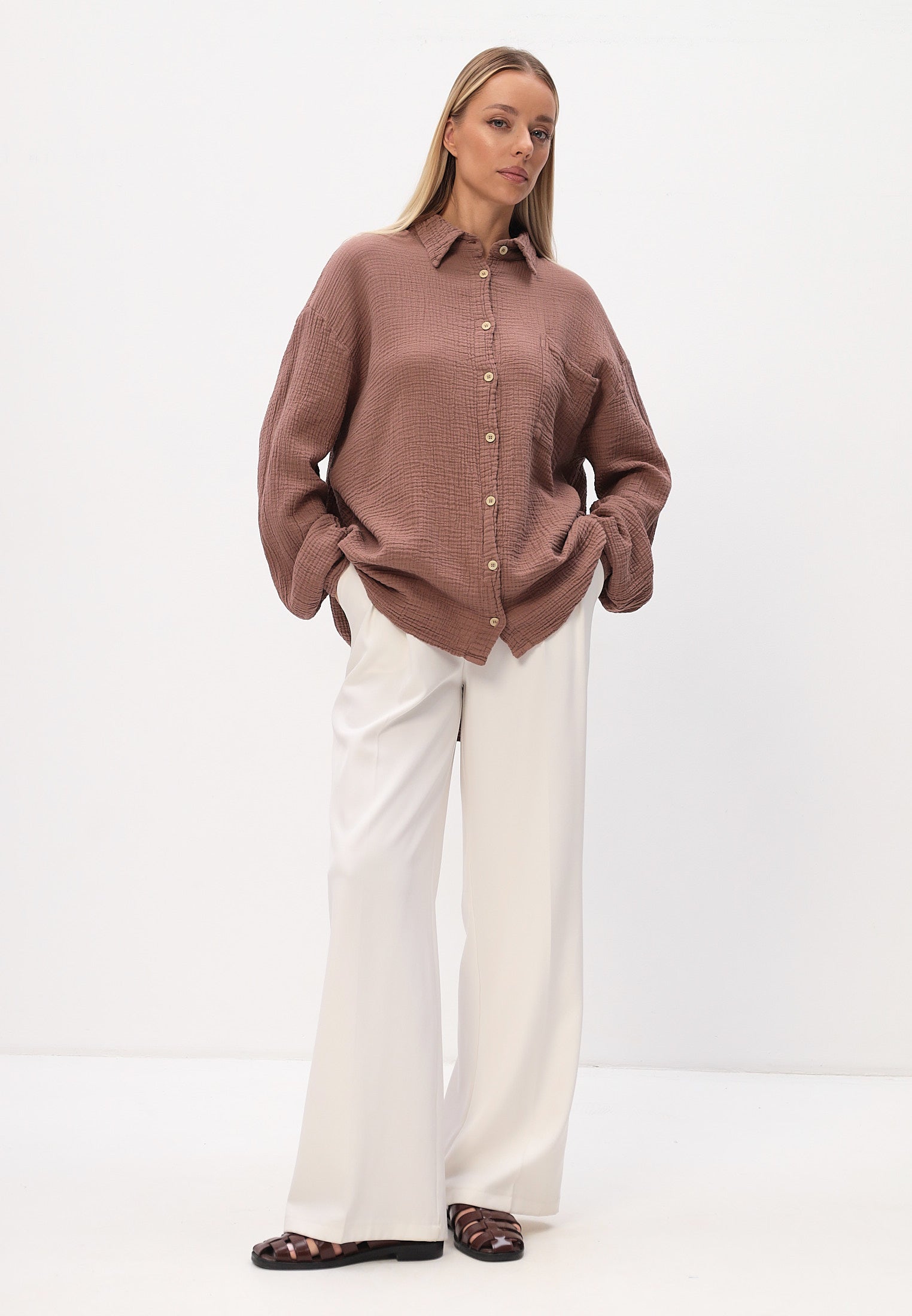 Damen Sommer und Freizeit Mode Hemd aus lässige Musselin