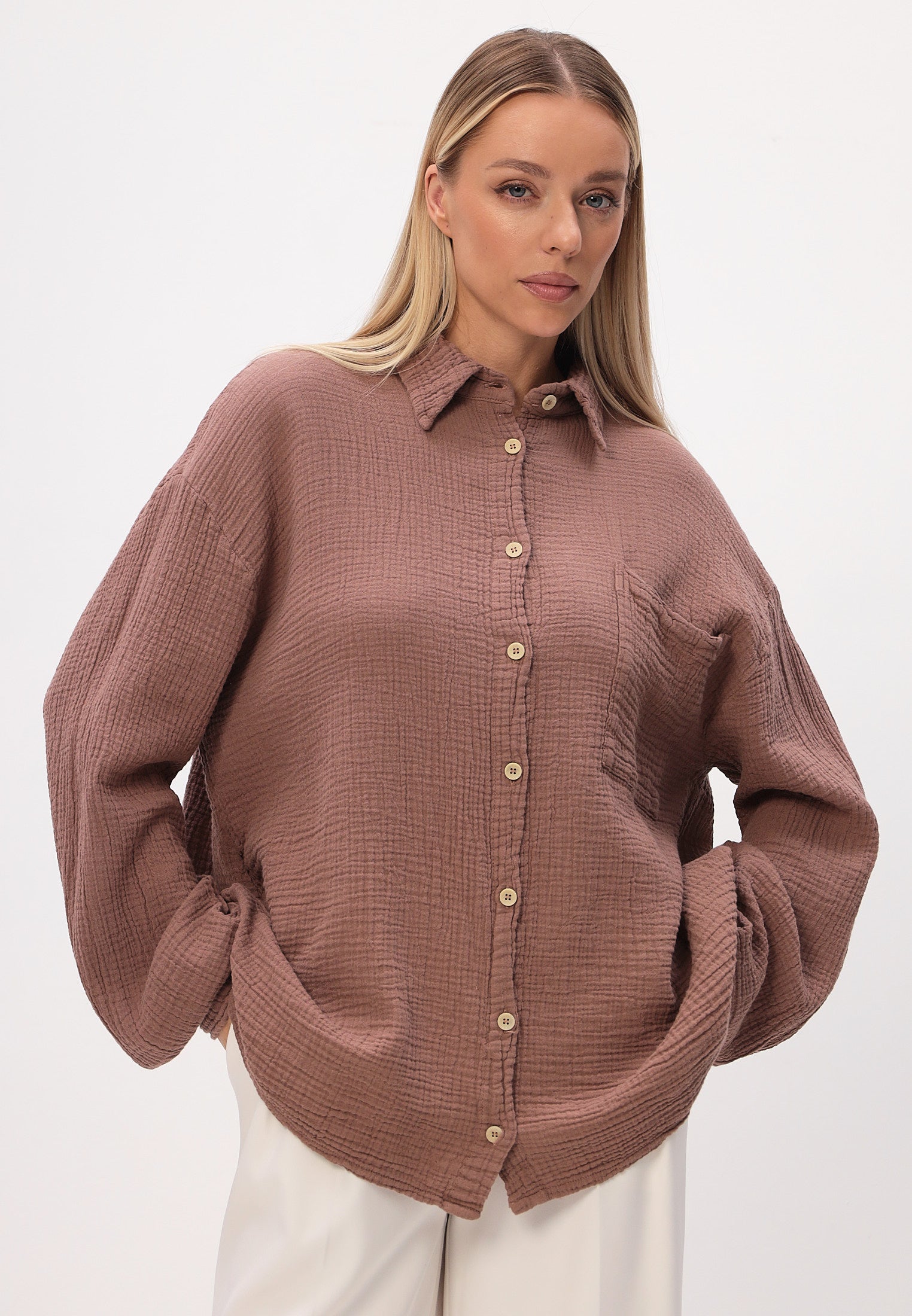 Damen Sommer und Freizeit Mode Hemd aus lässige Musselin