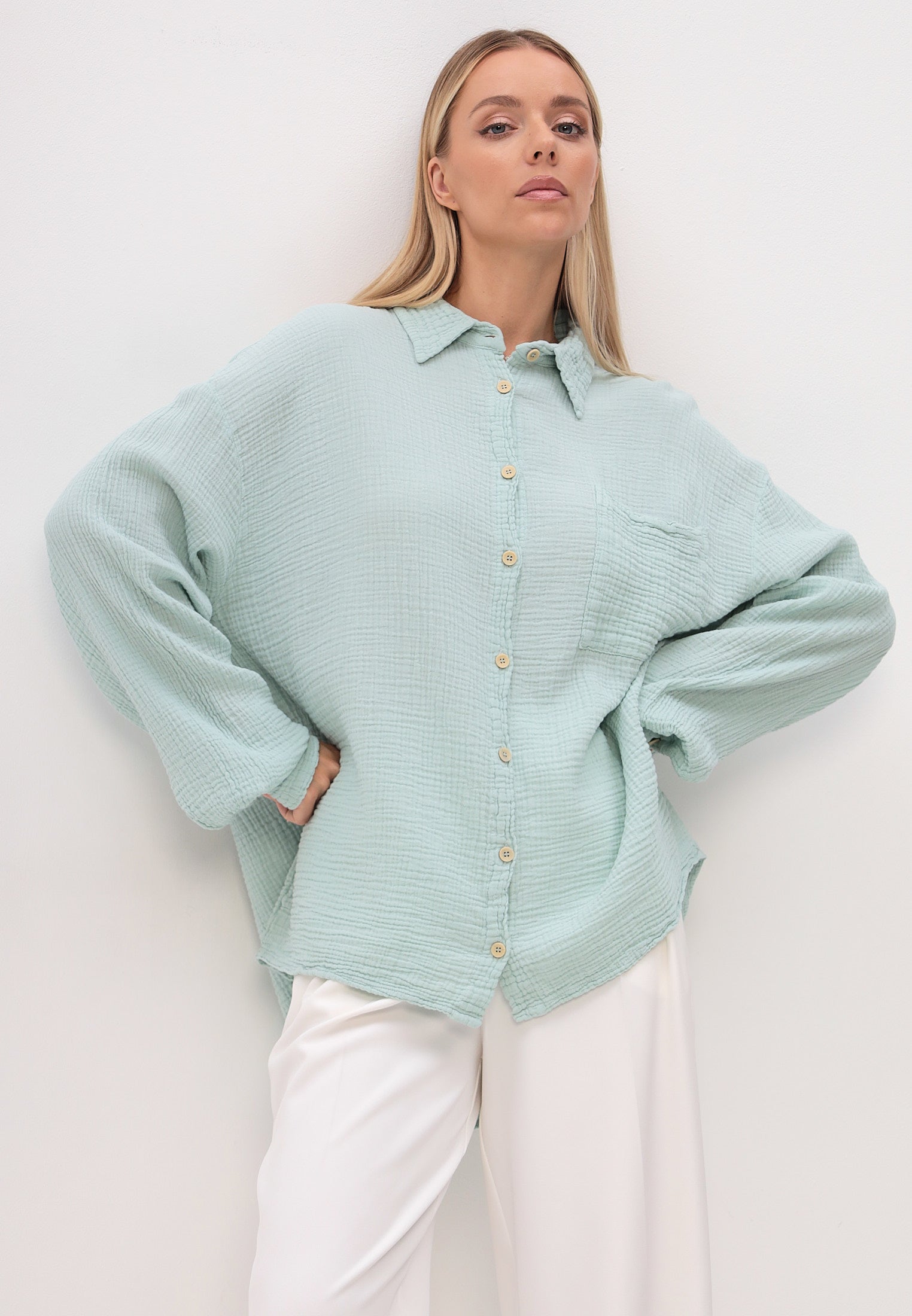 Damen Sommer und Freizeit Mode Hemd aus lässige Musselin