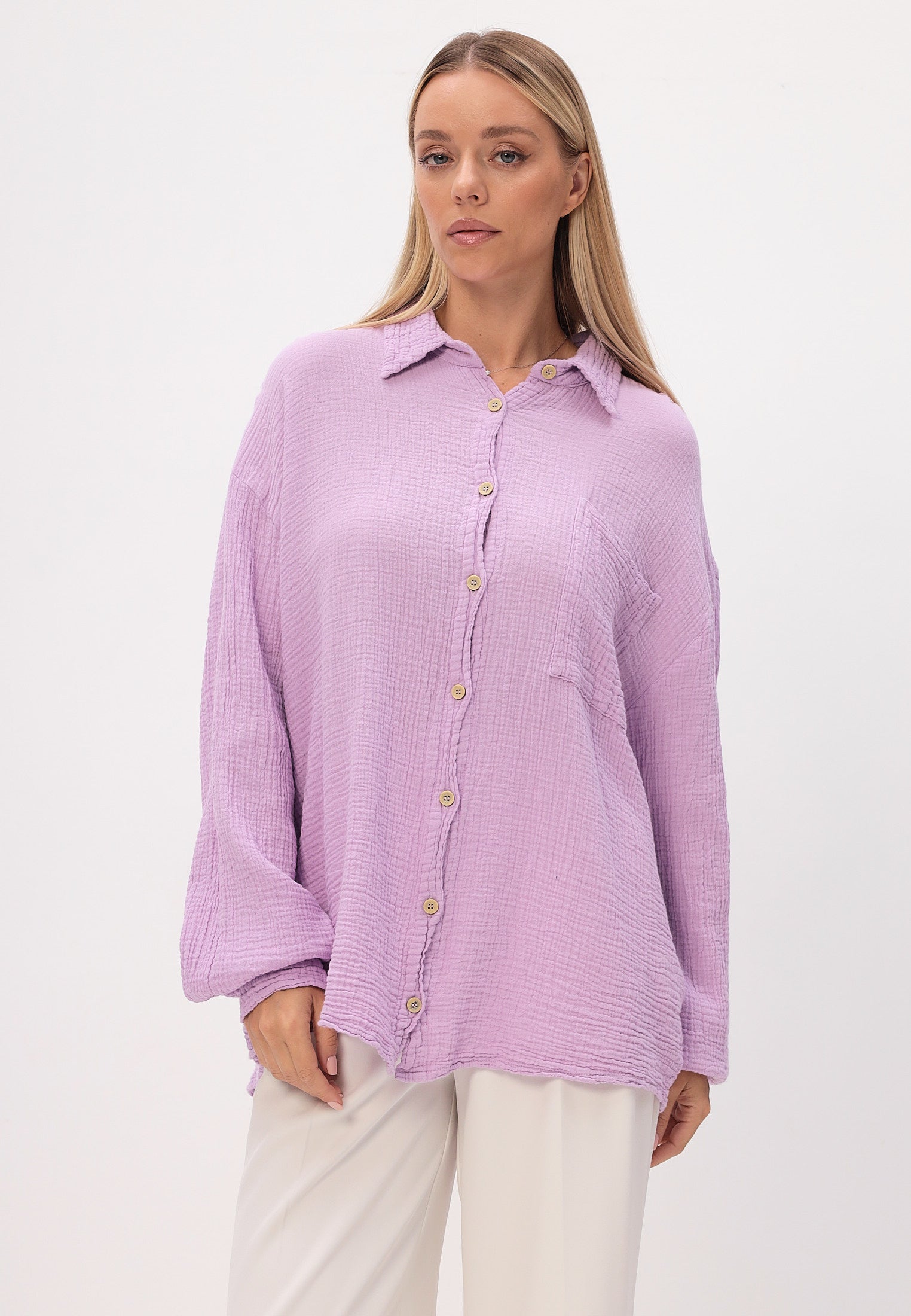 Damen Sommer und Freizeit Mode Hemd aus lässige Musselin