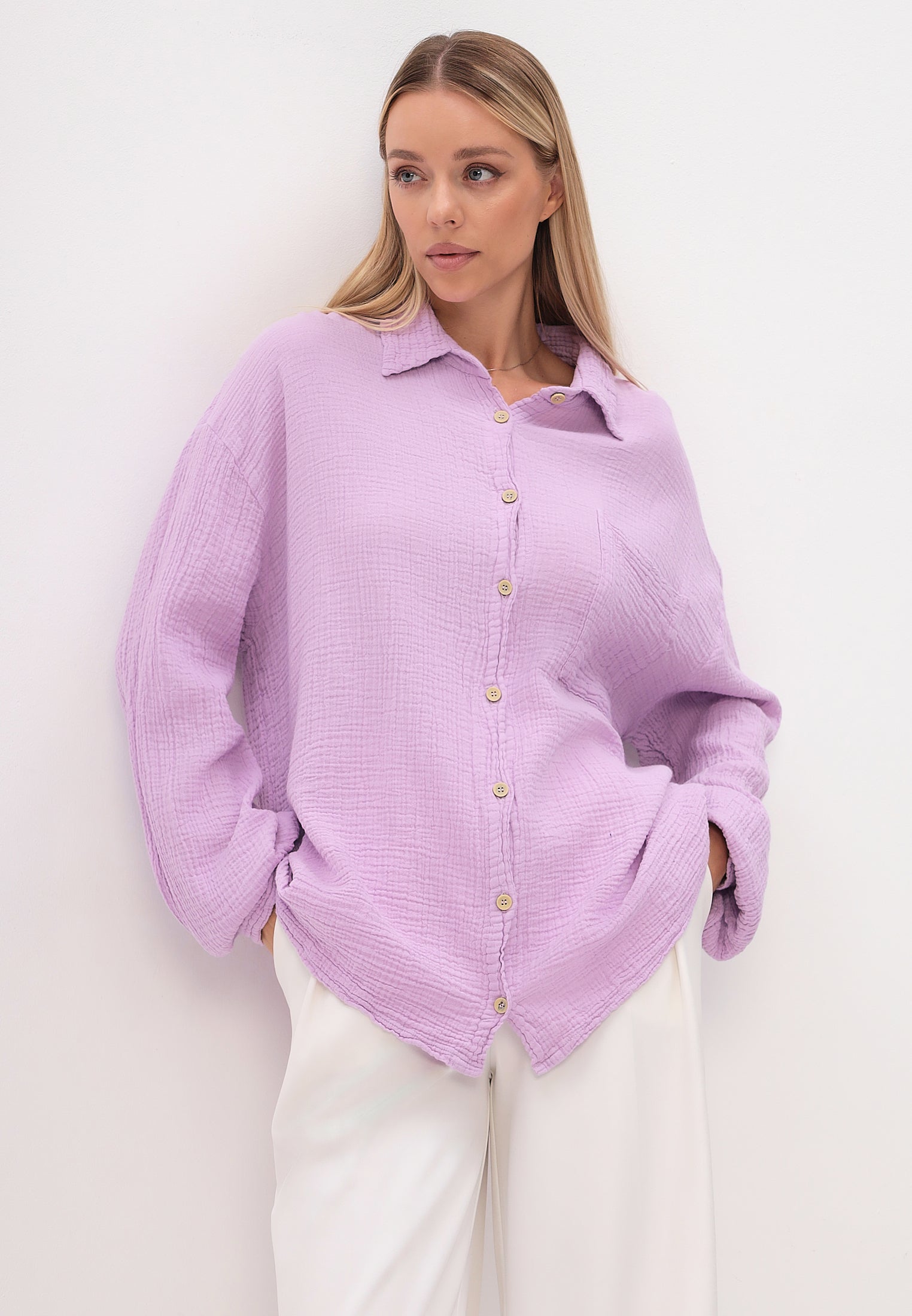 Damen Sommer und Freizeit Mode Hemd aus lässige Musselin