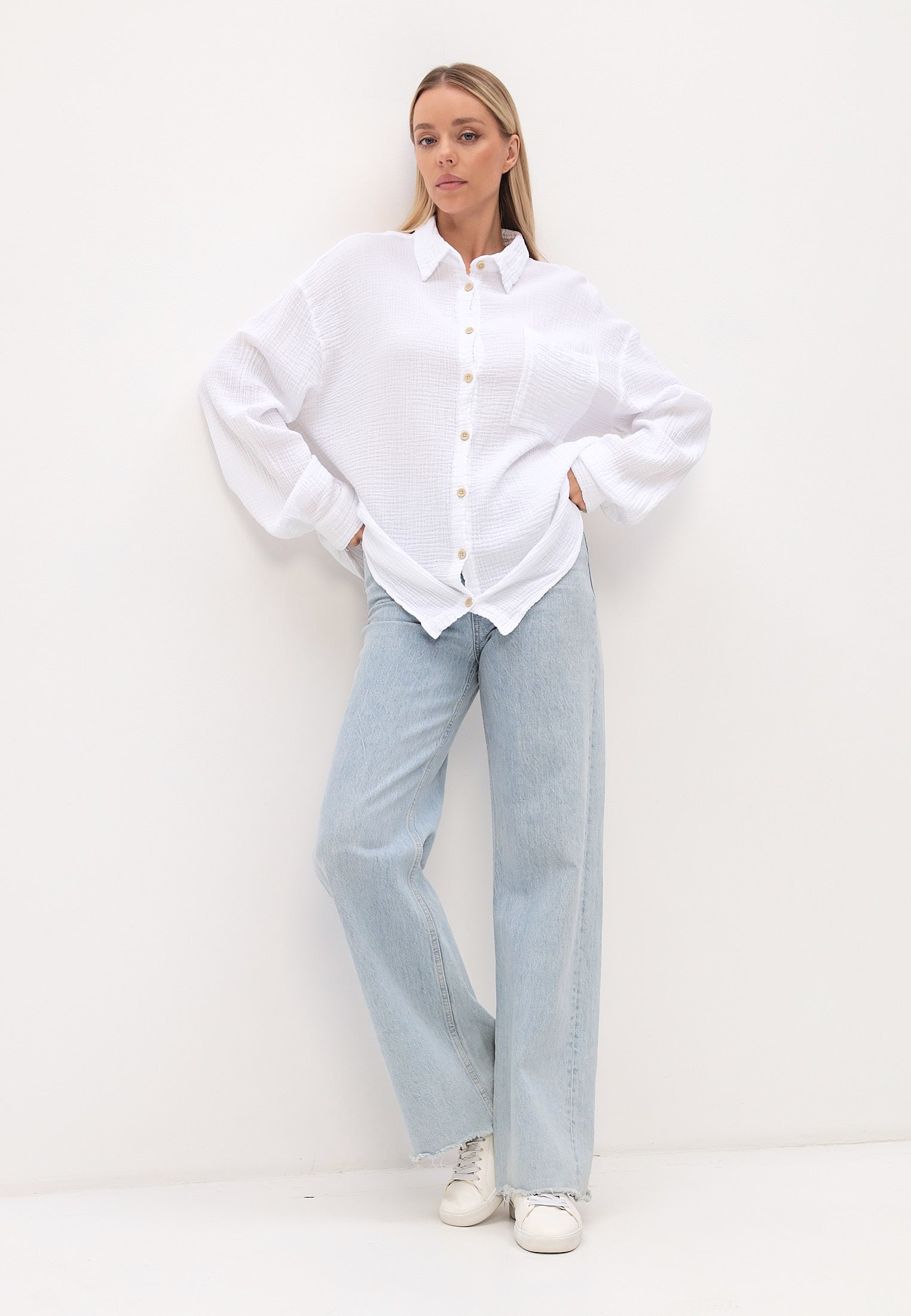 Damen Sommer und Freizeit Mode Hemd aus lässige Musselin