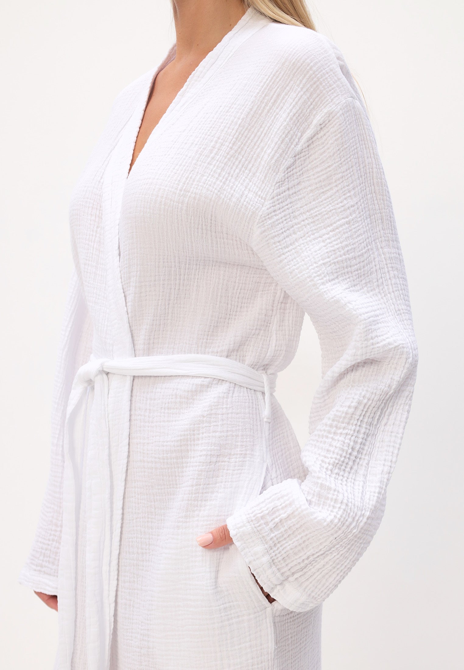 Damen Morgenmantel aus 100% Baumwoll-Musselin