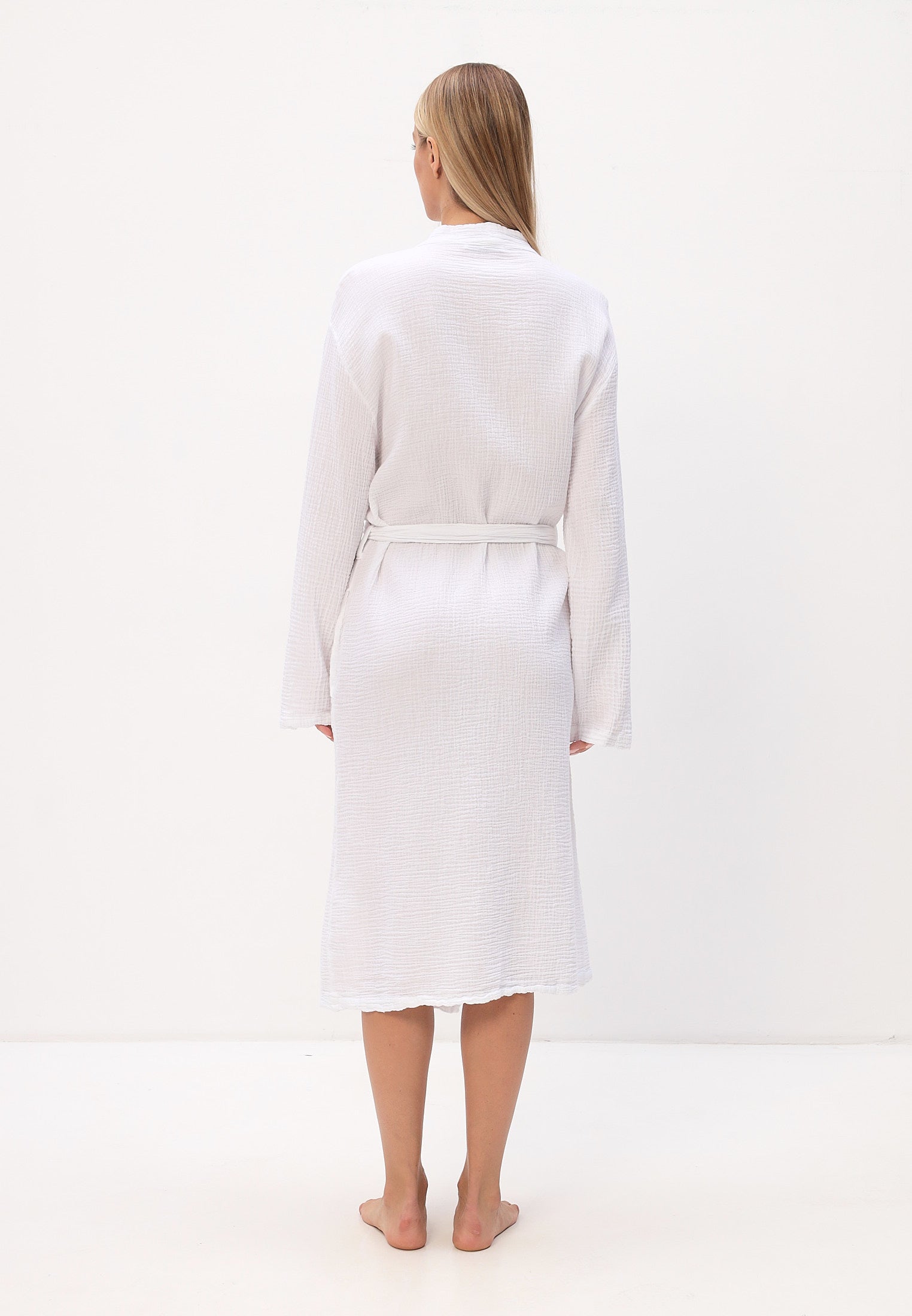 Damen Morgenmantel aus 100% Baumwoll-Musselin