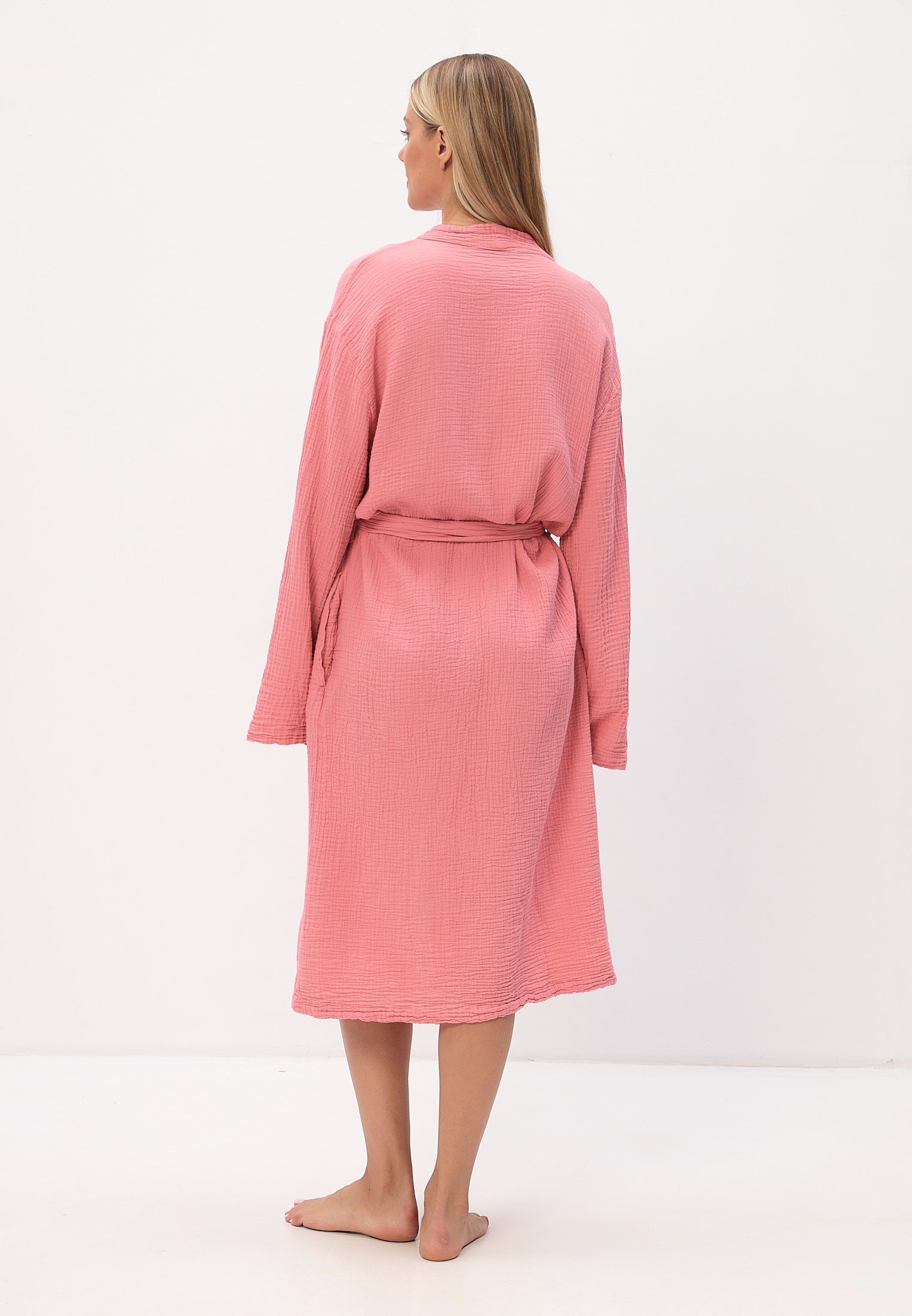 Damen Morgenmantel aus 100% Baumwoll-Musselin