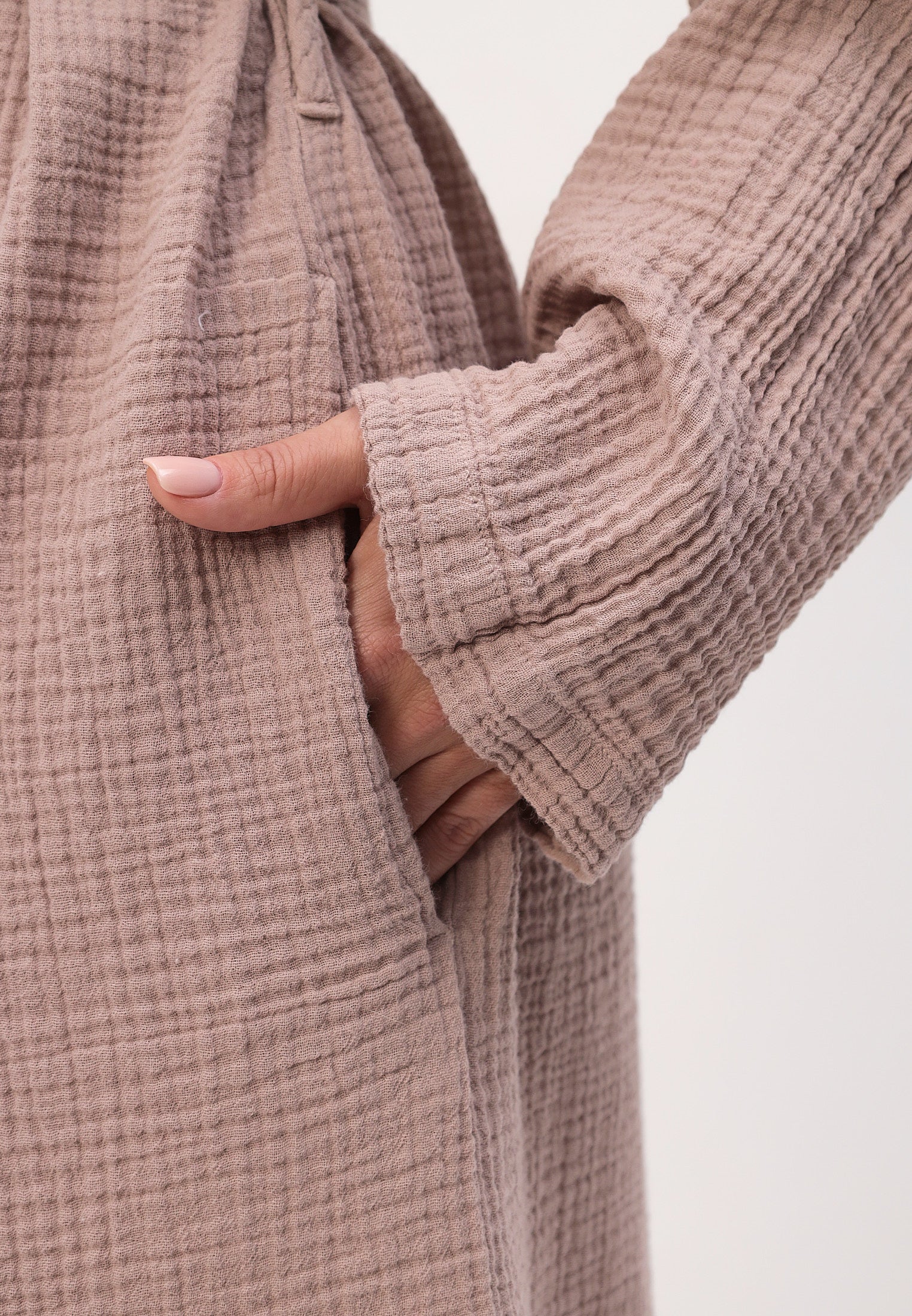 Damen Morgenmantel aus 100% Baumwoll-Musselin