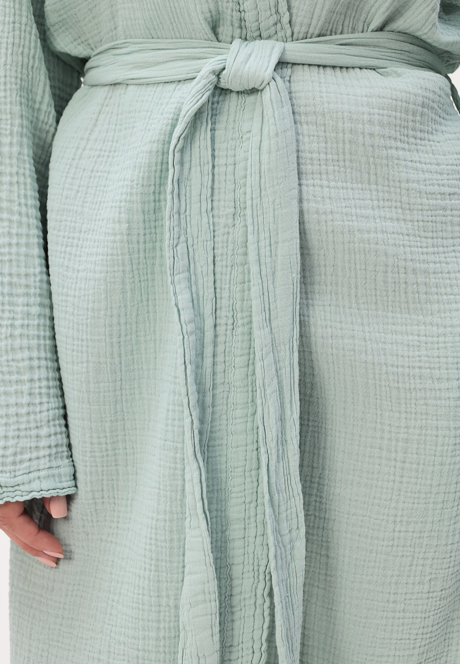 Damen Morgenmantel aus 100% Baumwoll-Musselin