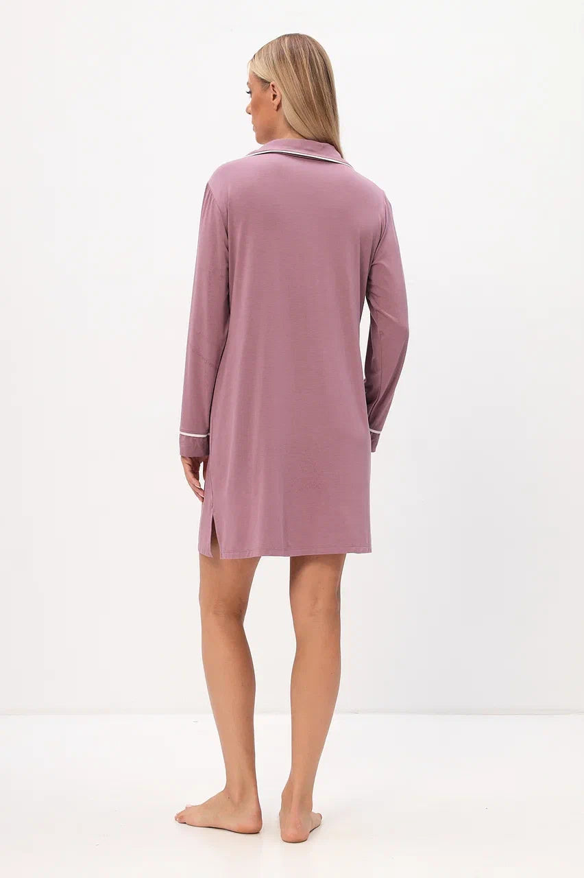 Damen-Nachthemd mit Hemdkragen