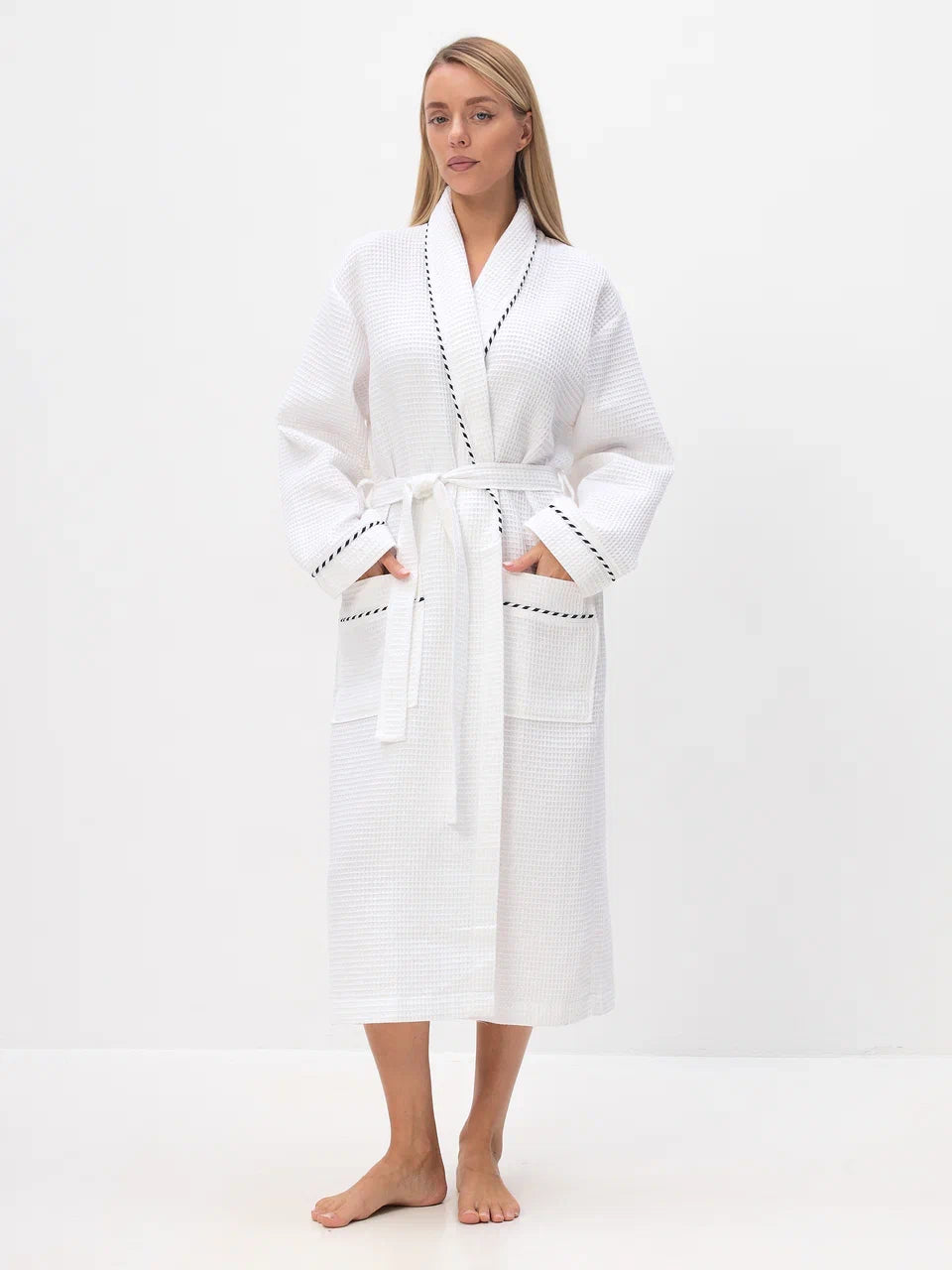 Noble kimono men's bathrobe made of high-quality cotton in velour 