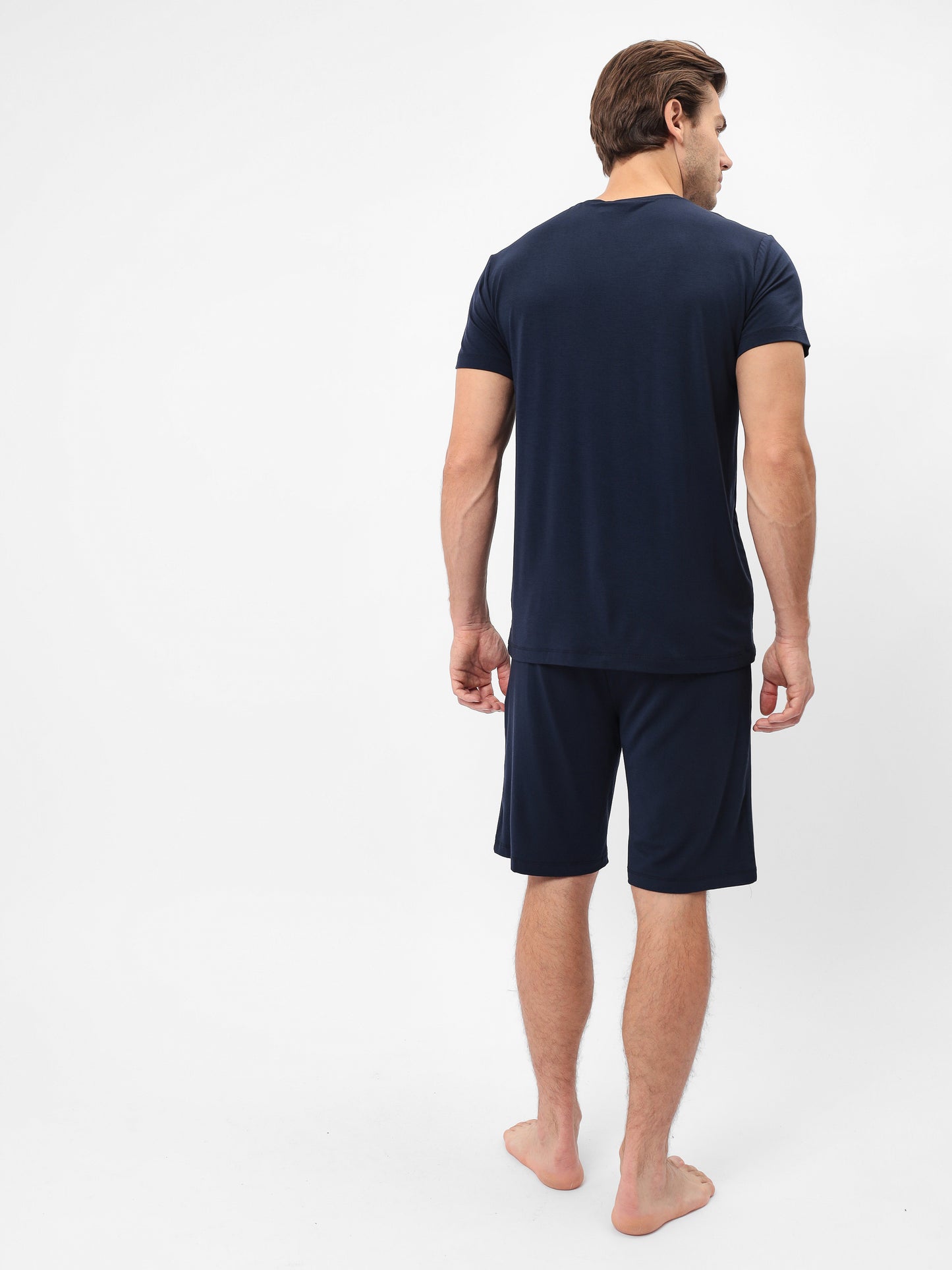 2teiliger Herren Pyjama Set mit Short LMS-6235 Navy Marinenblau