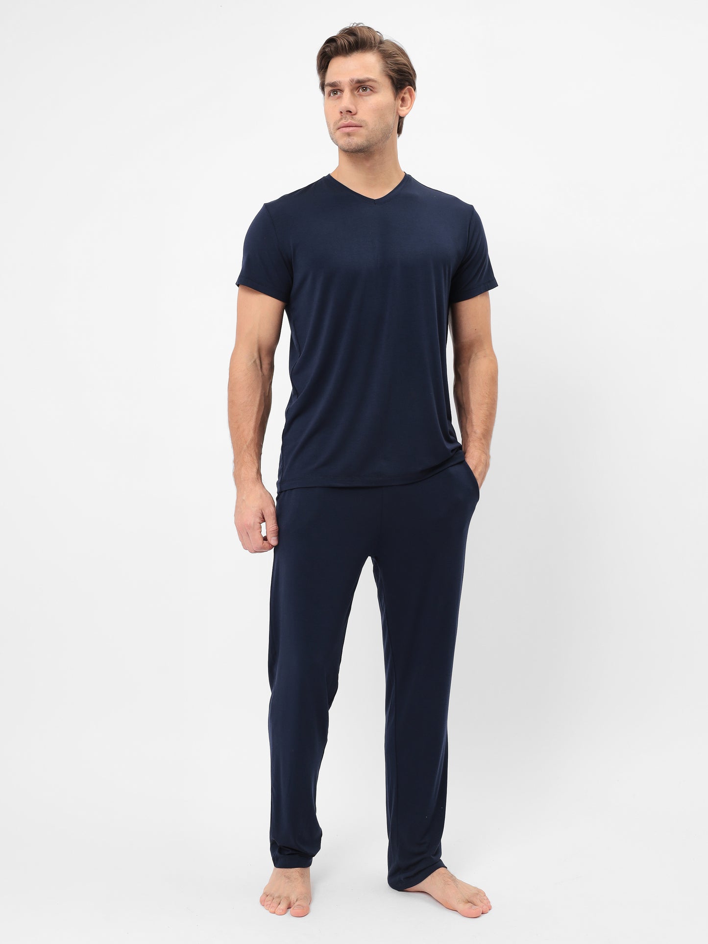2teiliger Herren Pyjama Set mit Hose LMS-6236 Marinenblau