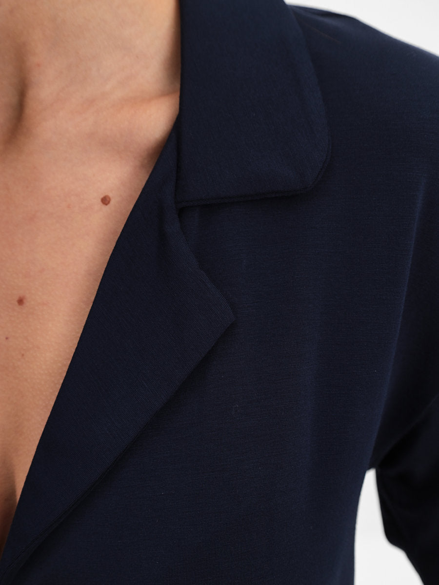 Damen Pyjama Set mit kurzer Hose und Hemd - Marinenblau