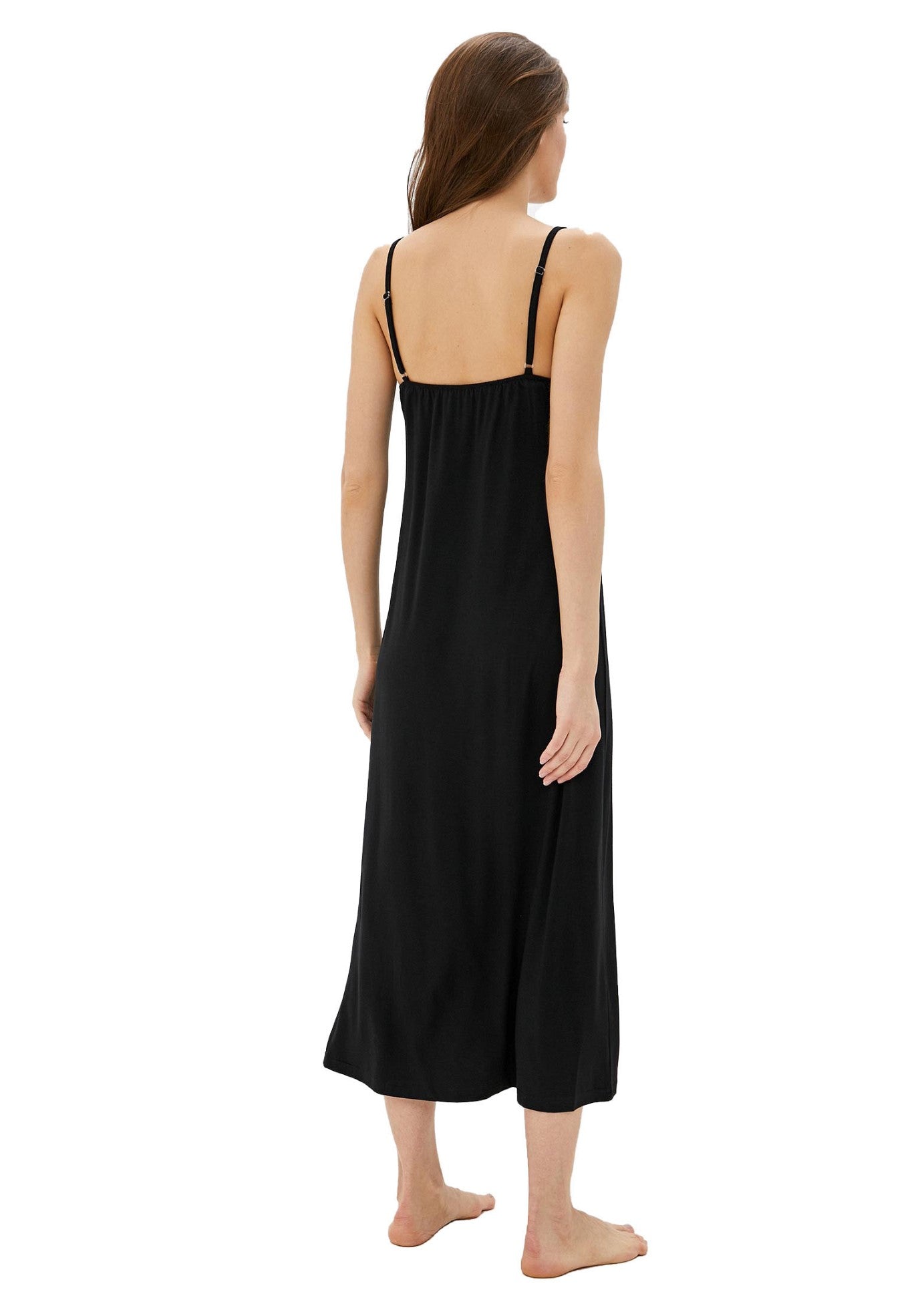 Nachtkleid aus Bambusviskose mit Spaghetti-trägern und einer wunderschönen Spitze