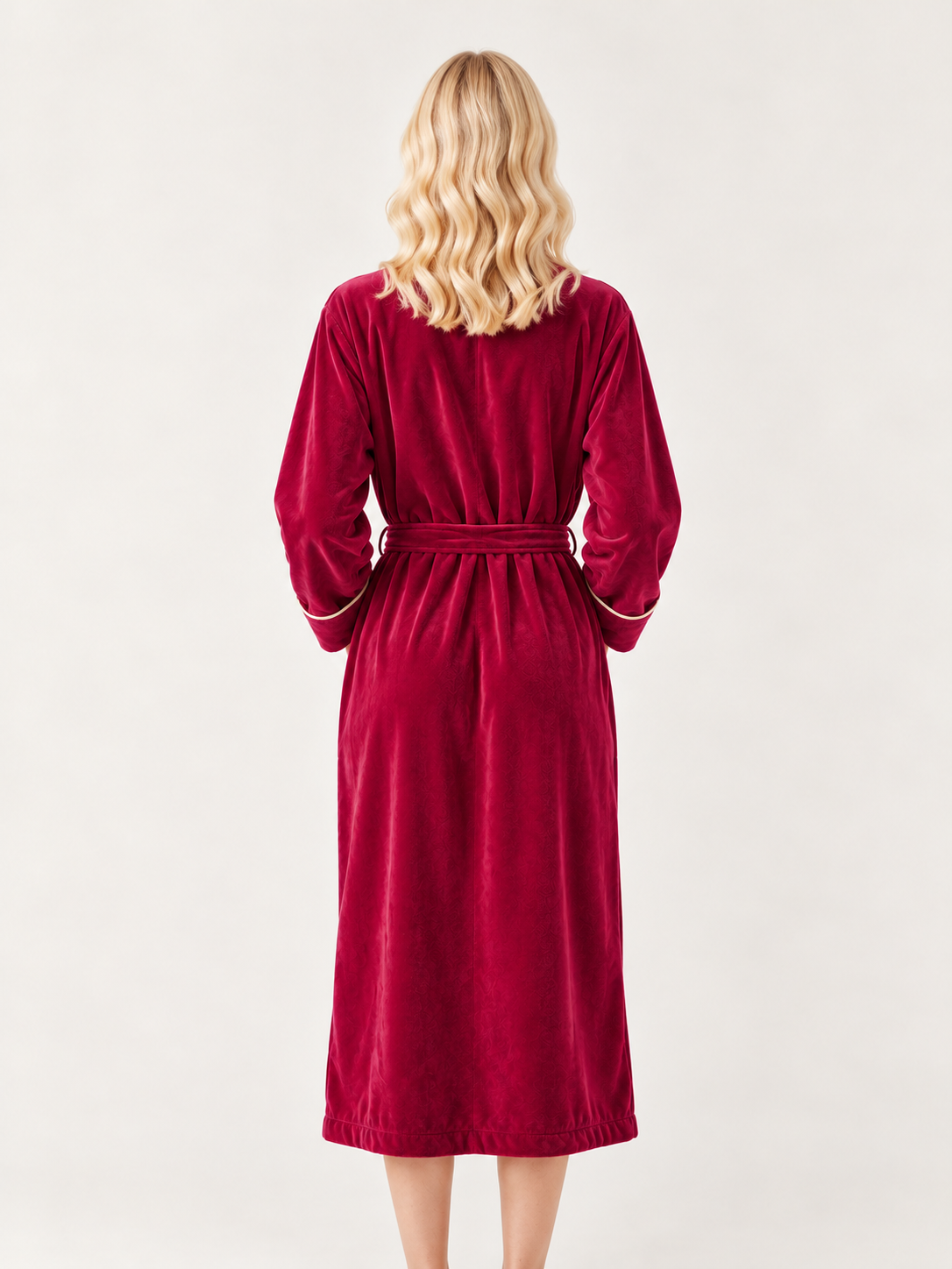 Peignoir élégant pour hommes à col châle en coton de haute qualité en velours 