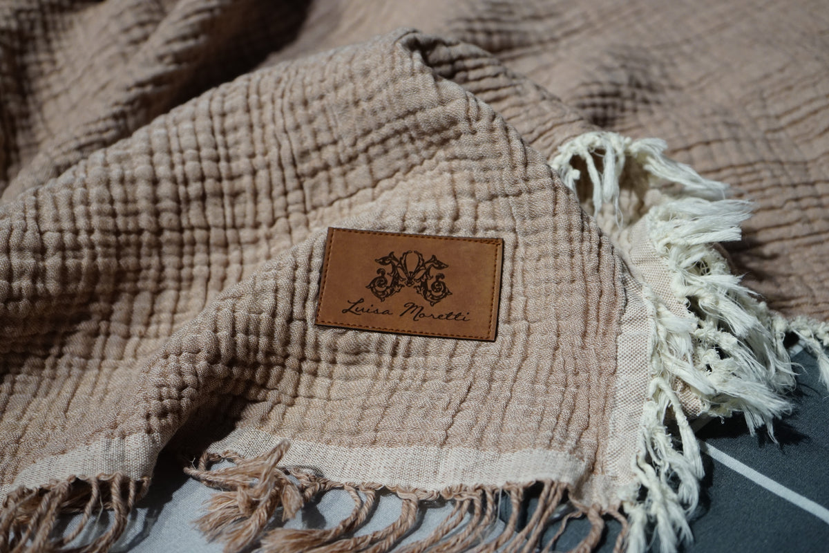 Premium muslin bedspread 240x260 cm - 100% cotton - extra soft cotton blanket as a cuddly blanket, bed throw, sofa throw, couch throw - warm sofa blanket