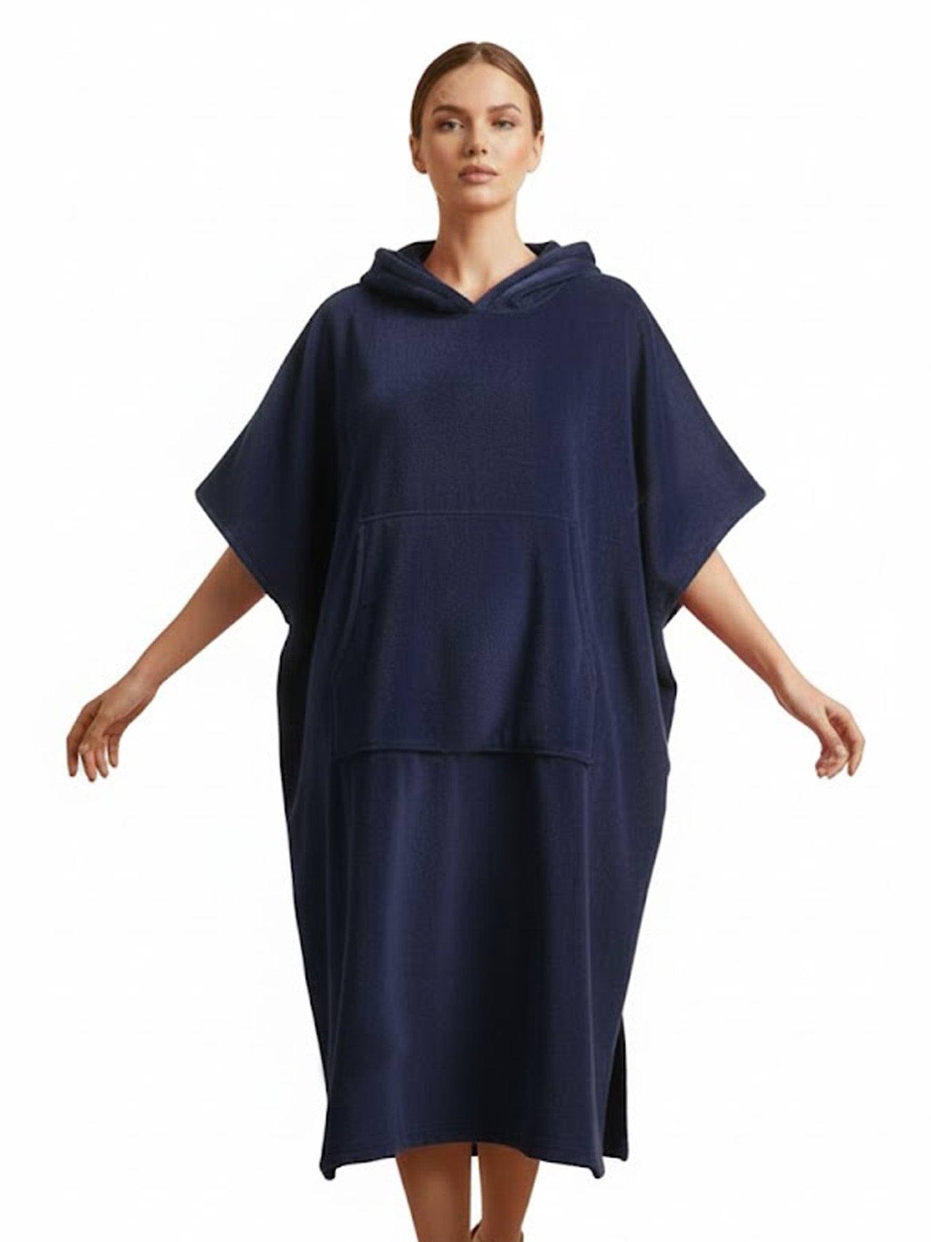 Poncho mit Kapuze aus 100% Baumwolle Frottier-Velours