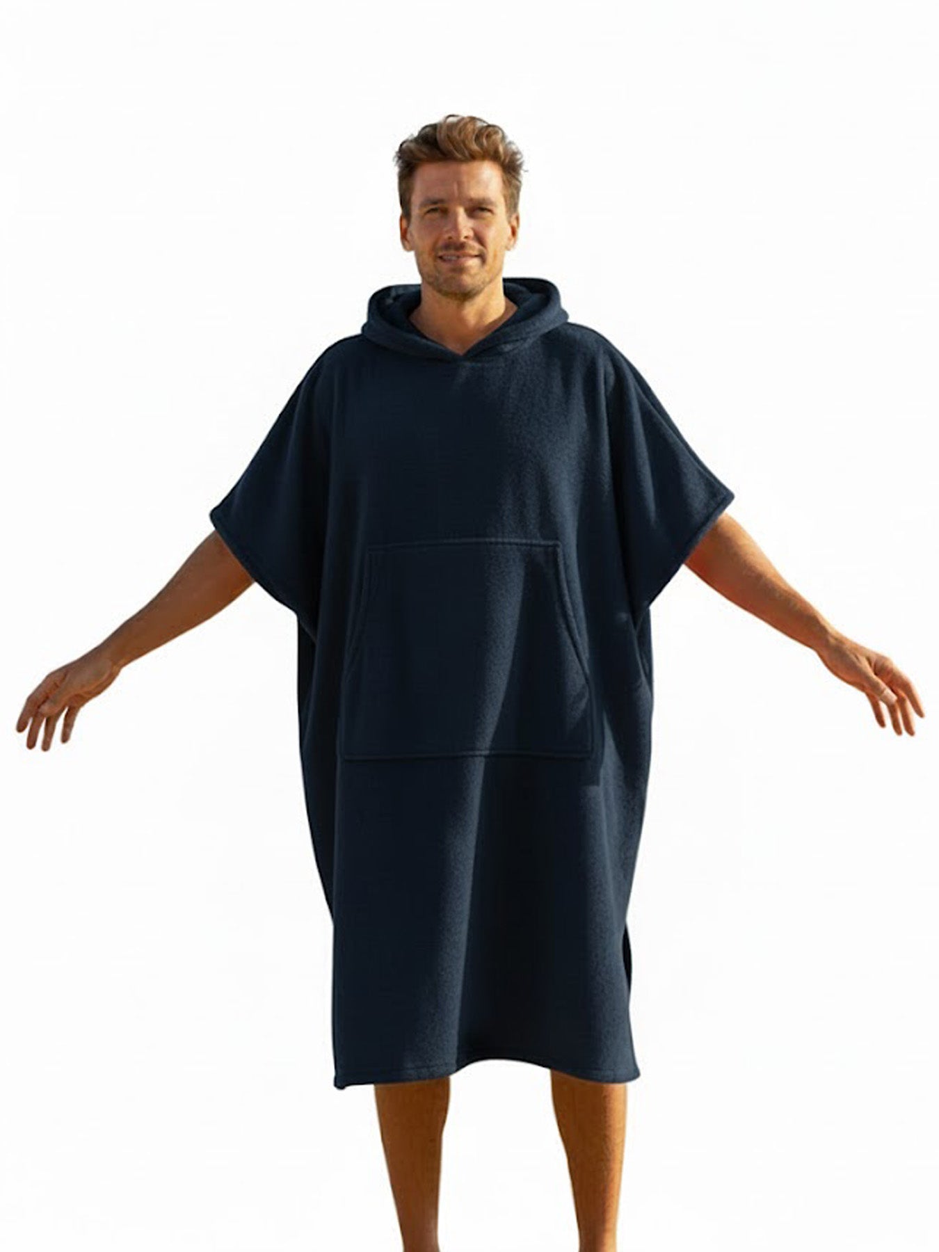 Poncho mit Kapuze aus 100% Baumwolle Frottier-Velours