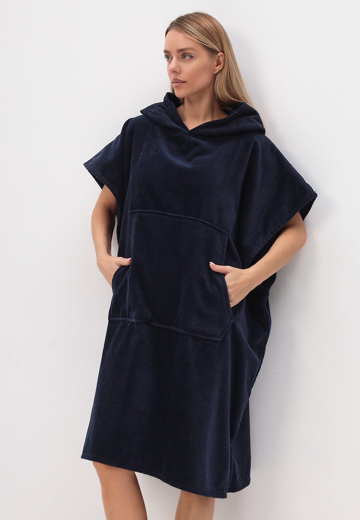 Men's poncho with hood made of 100% cotton 