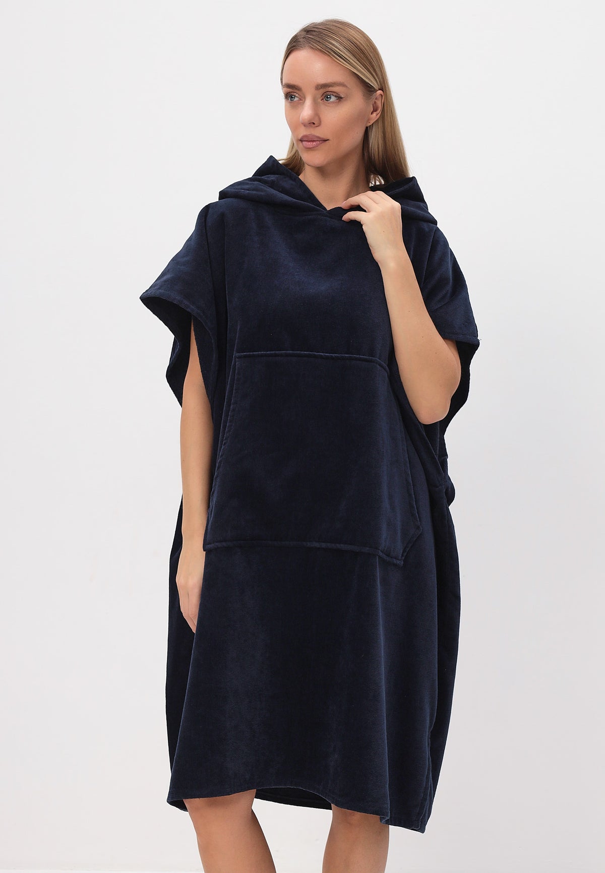 Men's poncho with hood made of 100% cotton 