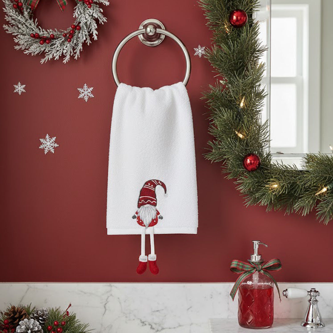 Festliches Gästehandtuch mit Wichtel-Motiv