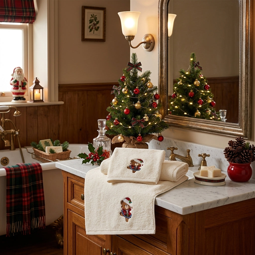 Festliches Handtuch-Set „Weihnachts-Bär“ (2-teilig)