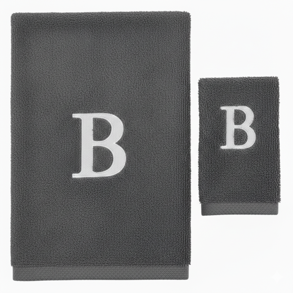 Premium Handtuch -  Mit edler Stickerei Buchstabe "B" - Vielseitig, Nachhaltig, Saugstark & Schnelltrocknend