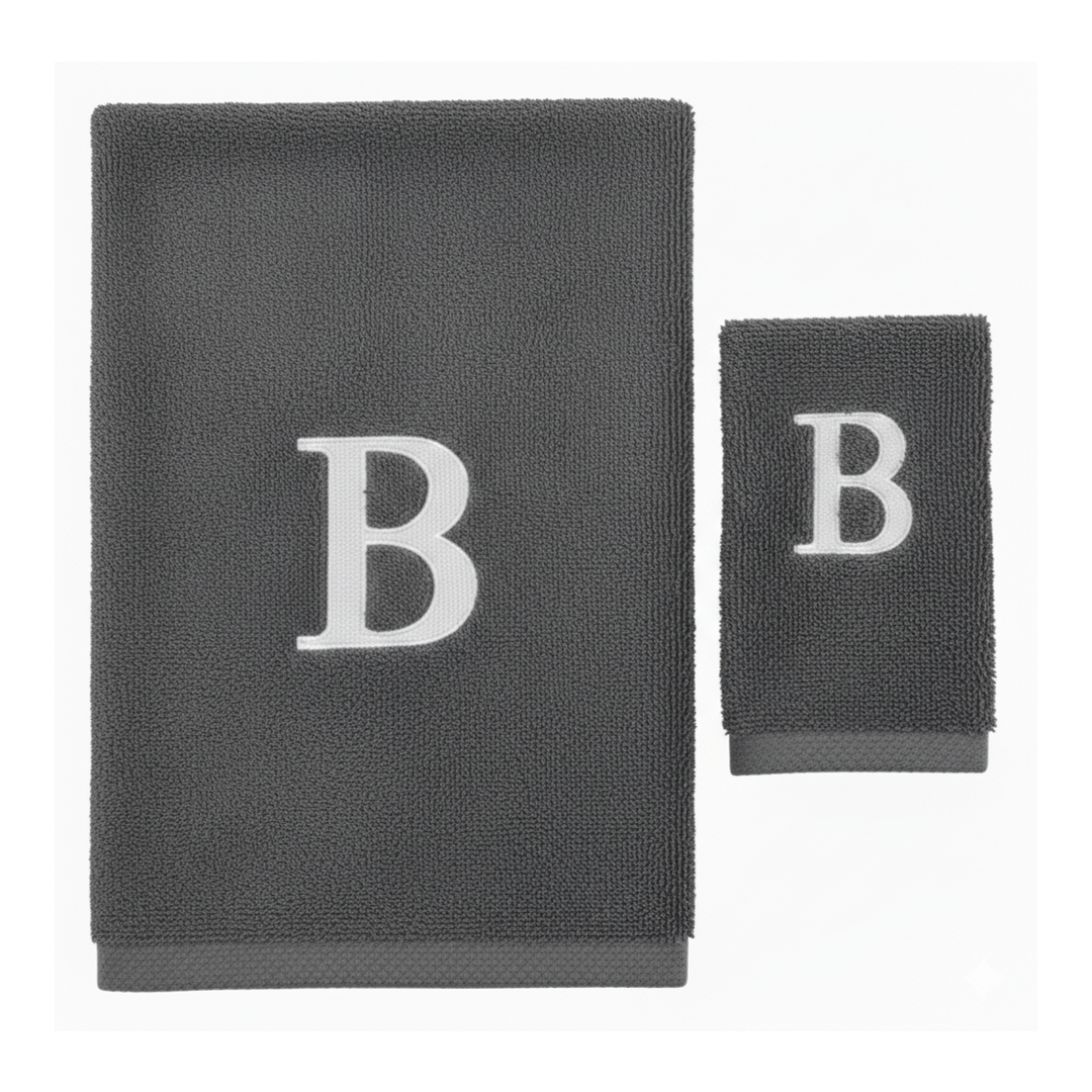 Premium Handtuch -  Mit edler Stickerei Buchstabe "B" - Vielseitig, Nachhaltig, Saugstark & Schnelltrocknend