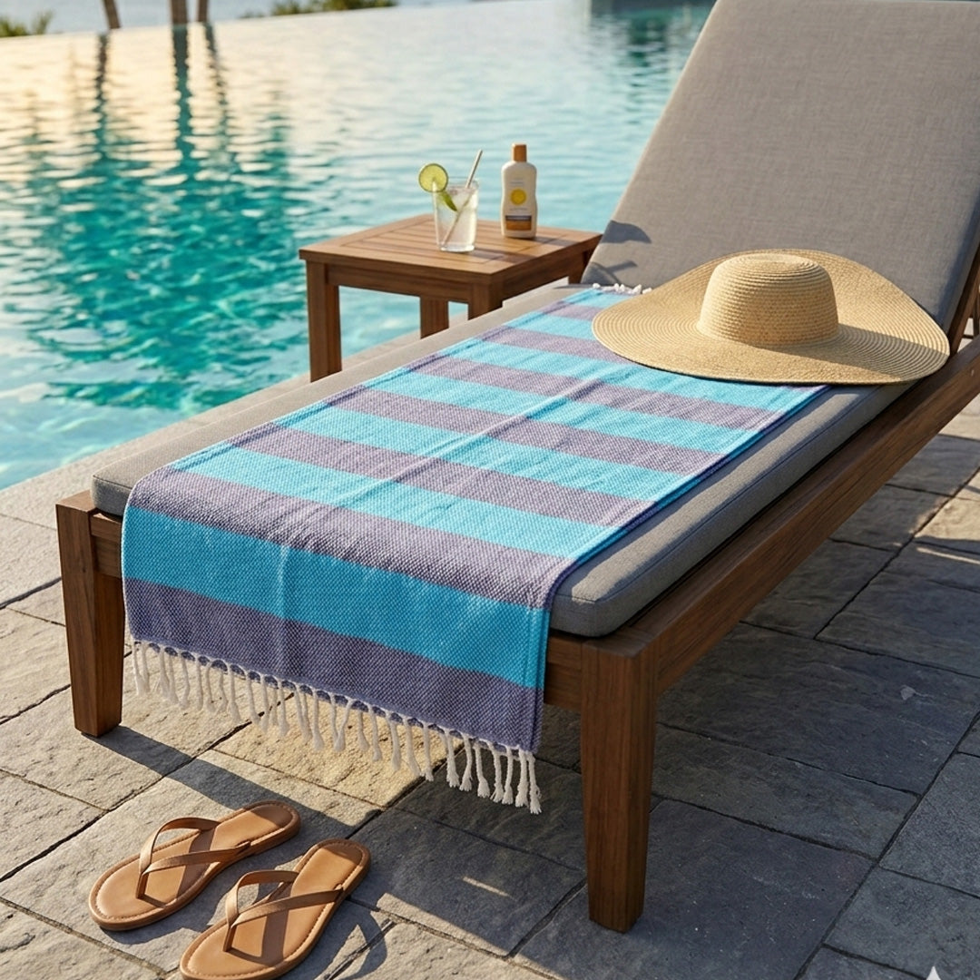 Blau gestreiftes Bambus-Hammamtuch | OEKO-TEX® zertifiziert