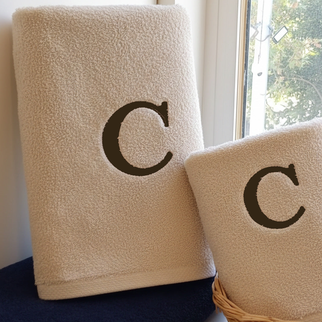 Premium Handtuch -  Mit edler Stickerei Buchstabe "C" - Vielseitig, Nachhaltig, Saugstark & Schnelltrocknend