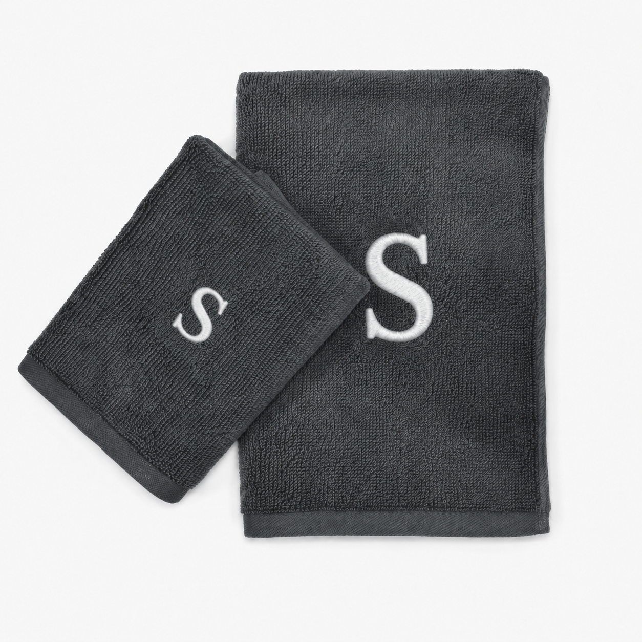 Serviette haut de gamme - avec élégante lettre "F" brodée - polyvalente, durable, absorbante et à séchage rapide - 100 % coton - bleu marine 