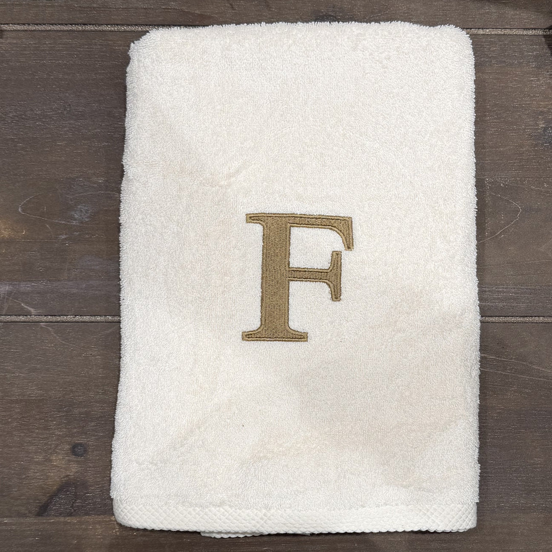 Premium Handtuch -  Mit edler Stickerei Buchstabe "F" - Vielseitig, Nachhaltig, Saugstark & Schnelltrocknend