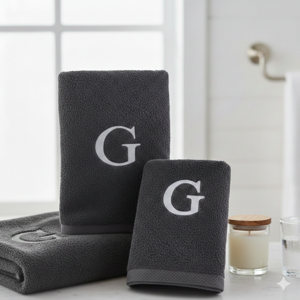 Premium Handtuch -  Mit edler Stickerei Buchstabe "G"