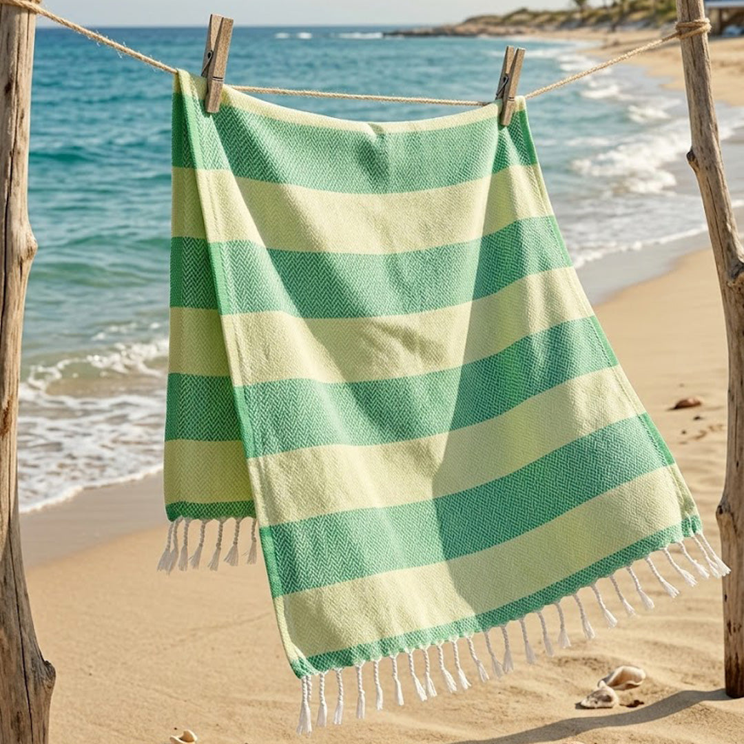 Grün gestreiftes Bambus-Hammamtuch | OEKO-TEX® zertifiziert