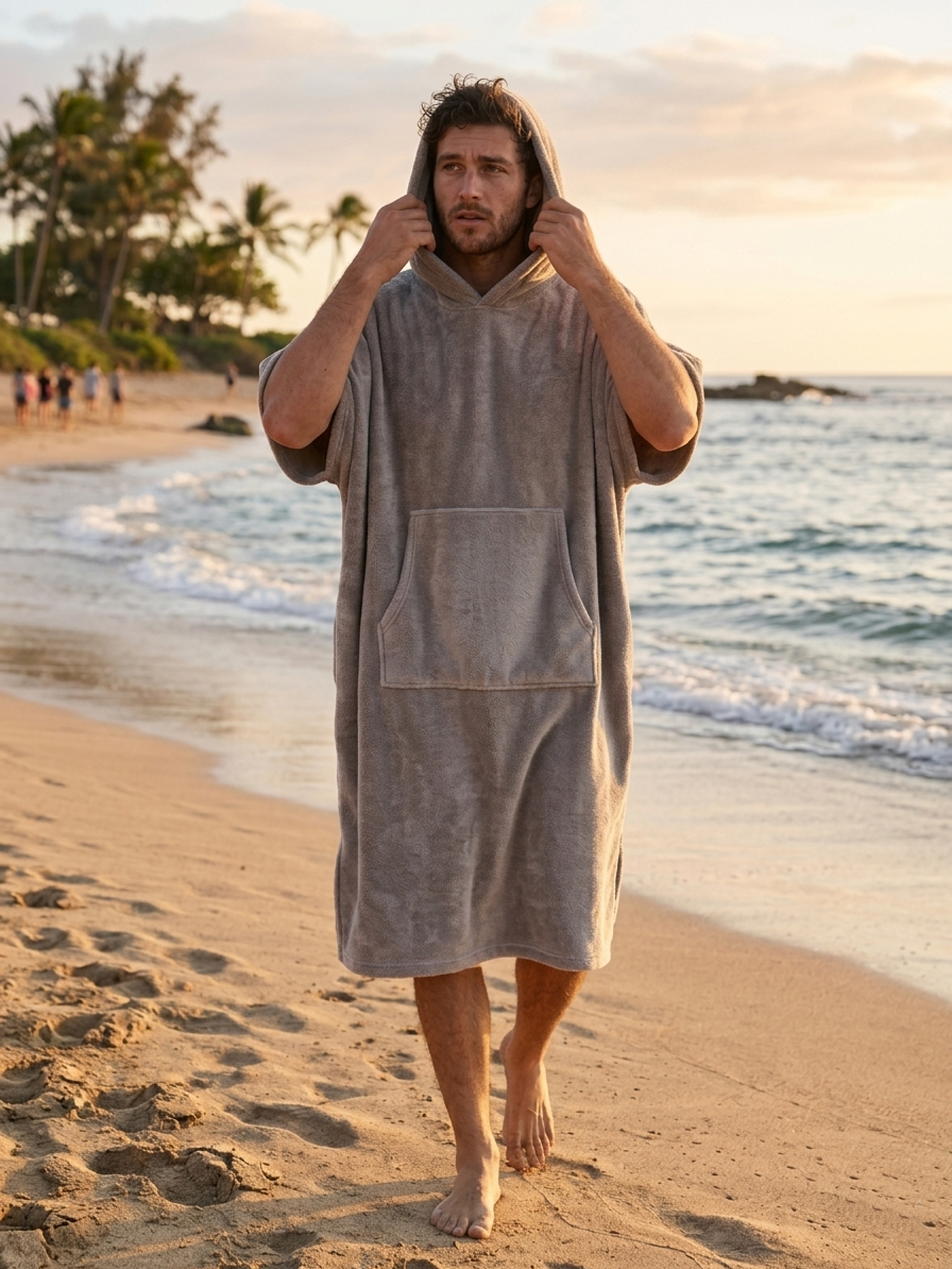 Poncho mit Kapuze aus 100% Baumwolle Frottier-Velours | OEKO-TEX® zertifiziert