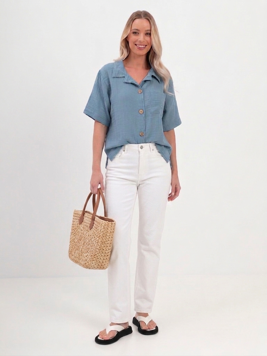Damen Sommer Mode T-Shirt aus lässige Musselin | OEKO-TEX® zertifiziert