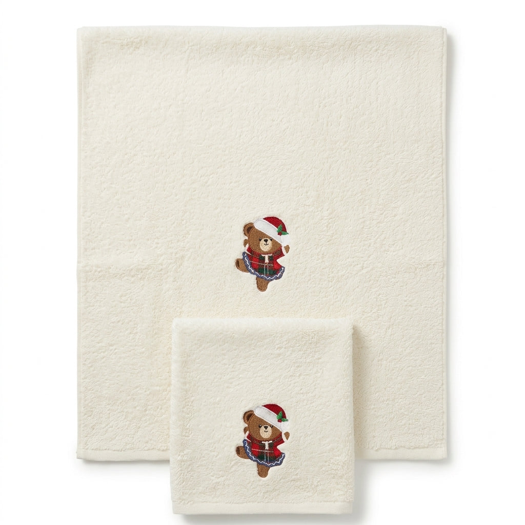 Festliches Handtuch-Set „Weihnachts-Bär“ (2-teilig)